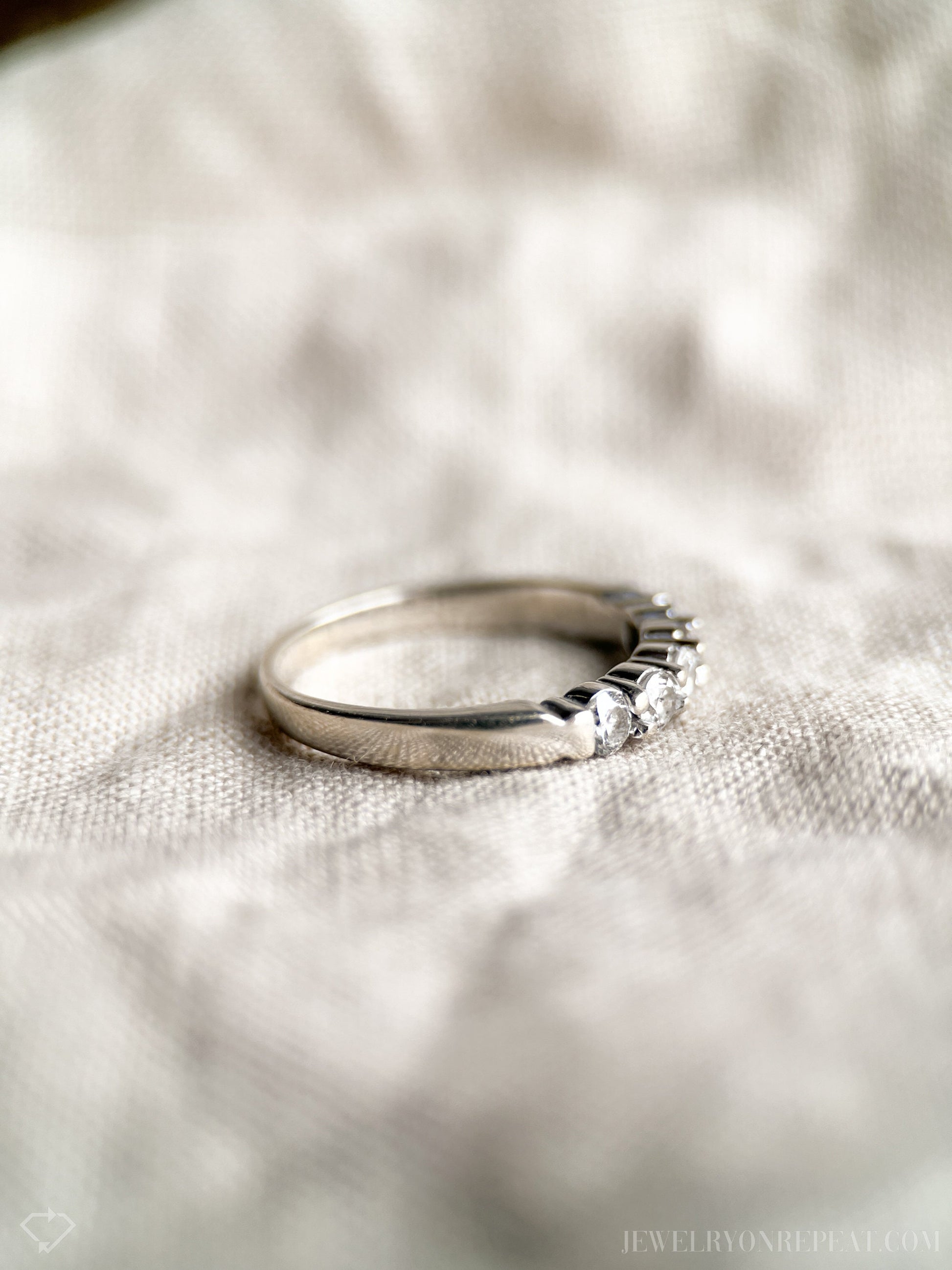 Vintage 1990s Diamond Wedding Band in 14k White Gold
