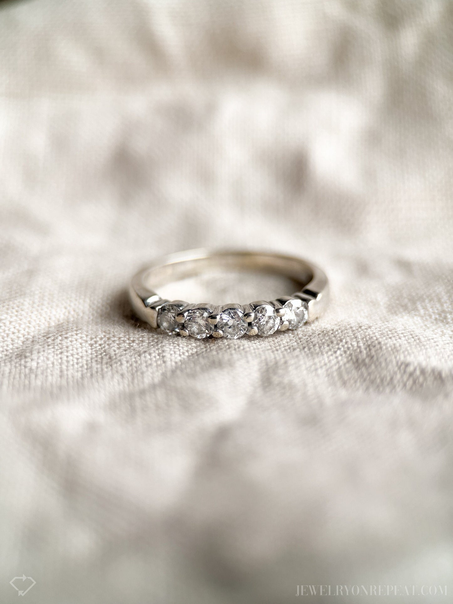 Vintage 1990s Diamond Wedding Band in 14k White Gold