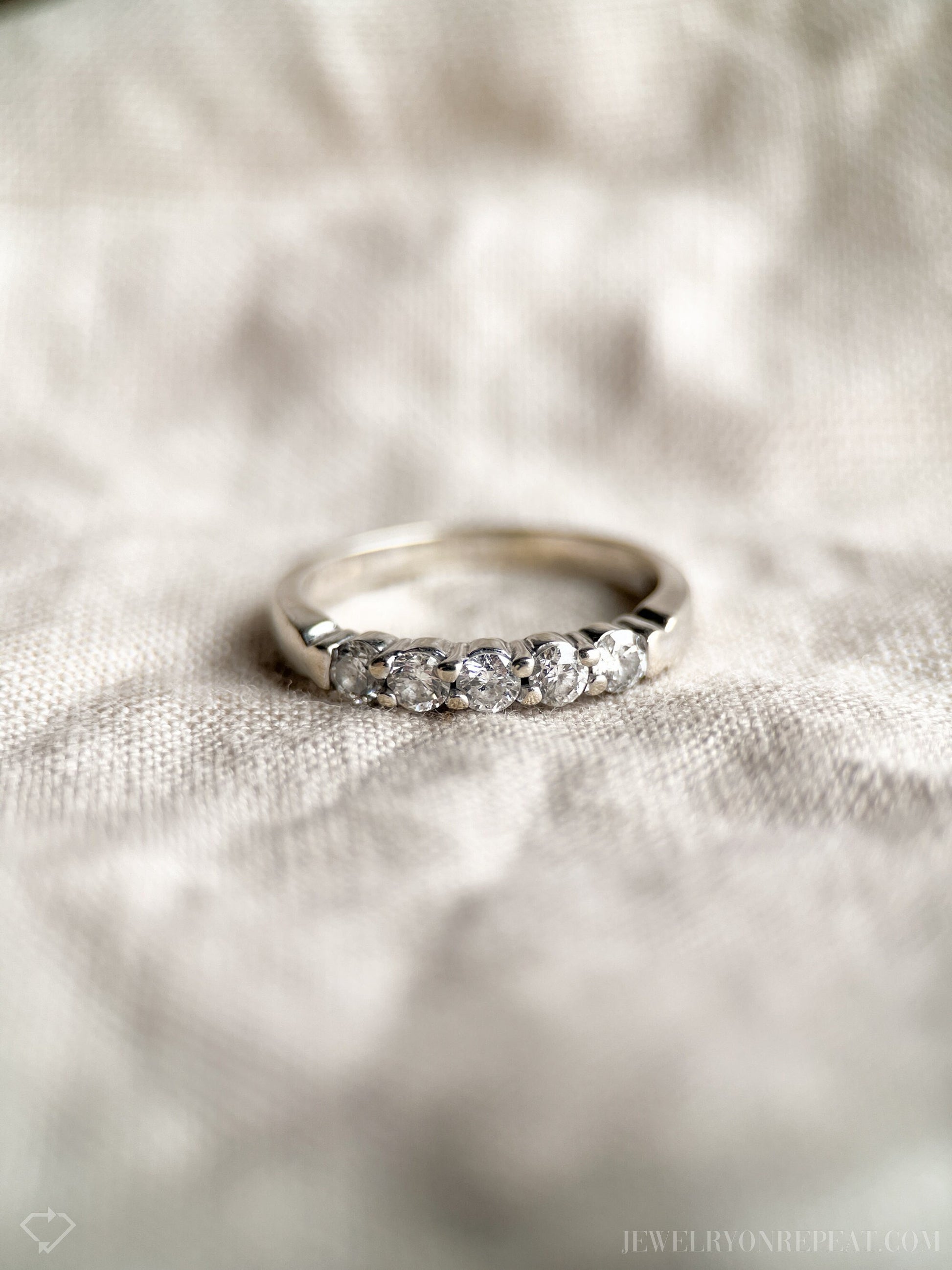 Vintage 1990s Diamond Wedding Band in 14k White Gold