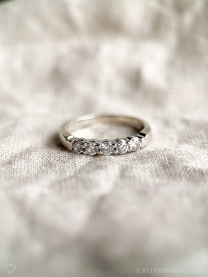 Vintage 1990s Diamond Wedding Band in 14k White Gold