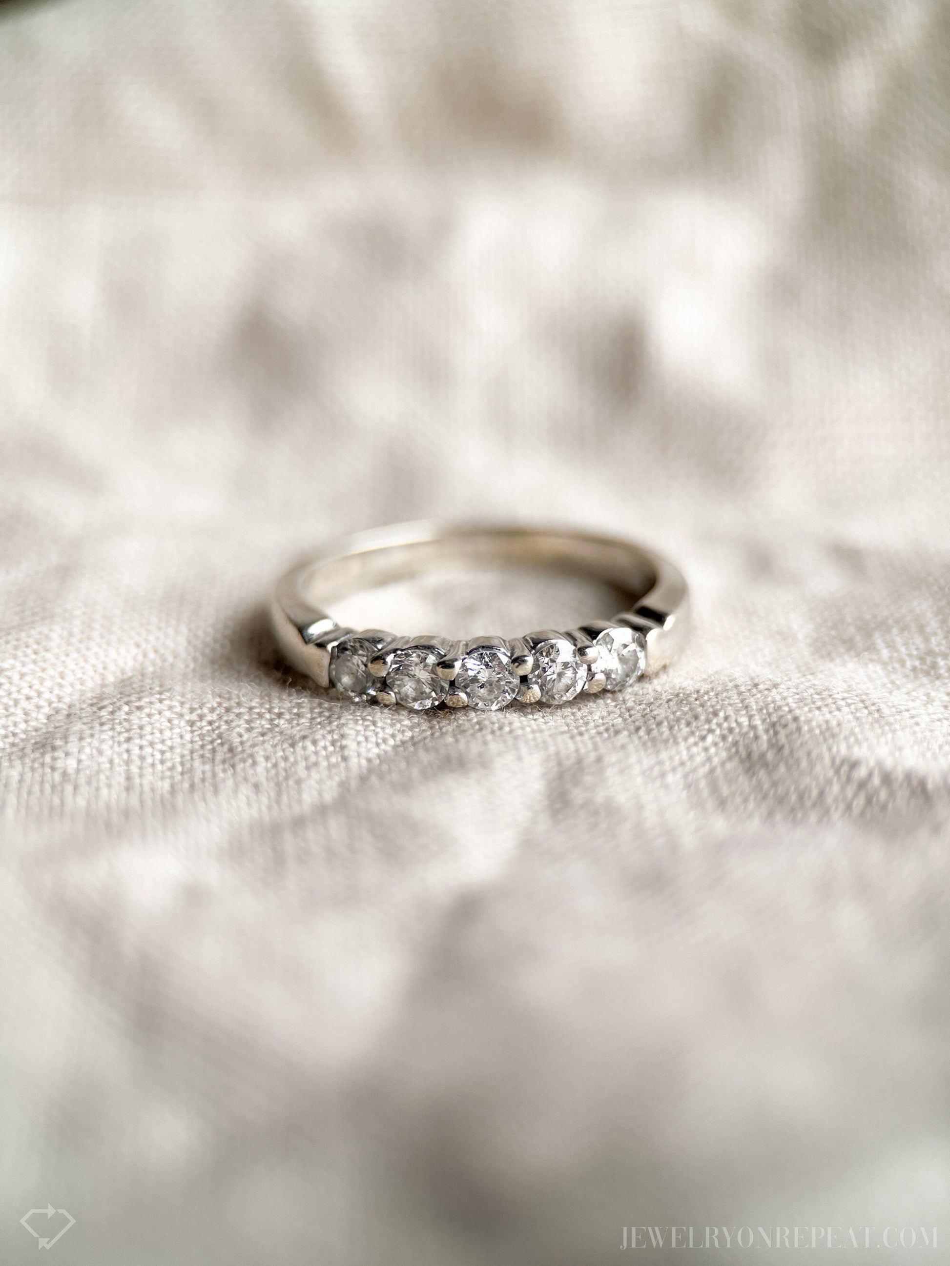 Vintage Diamond Wedding Band in 14k White Gold