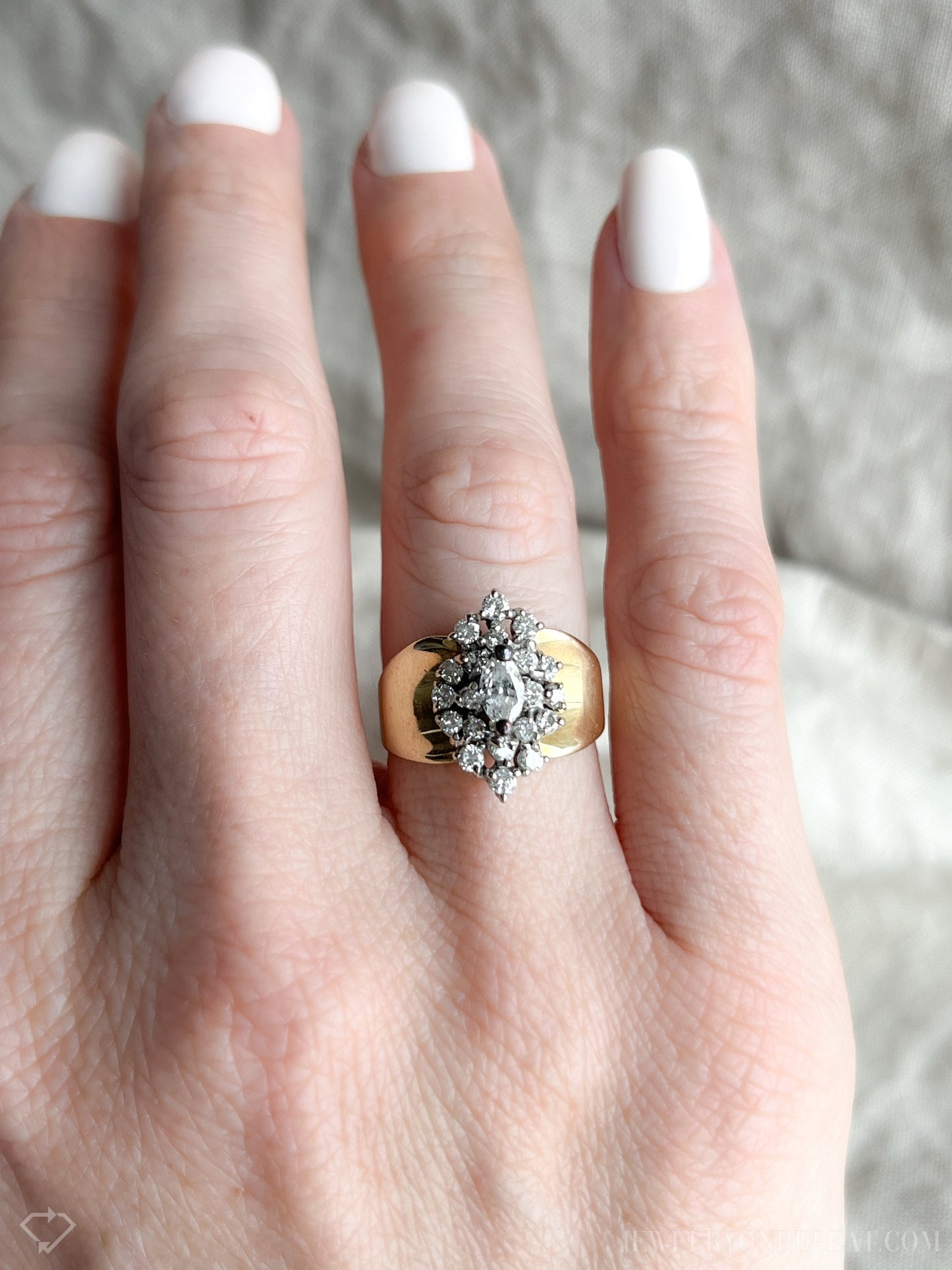 Vintage Diamond Cluster Engagement Ring in 14k Gold