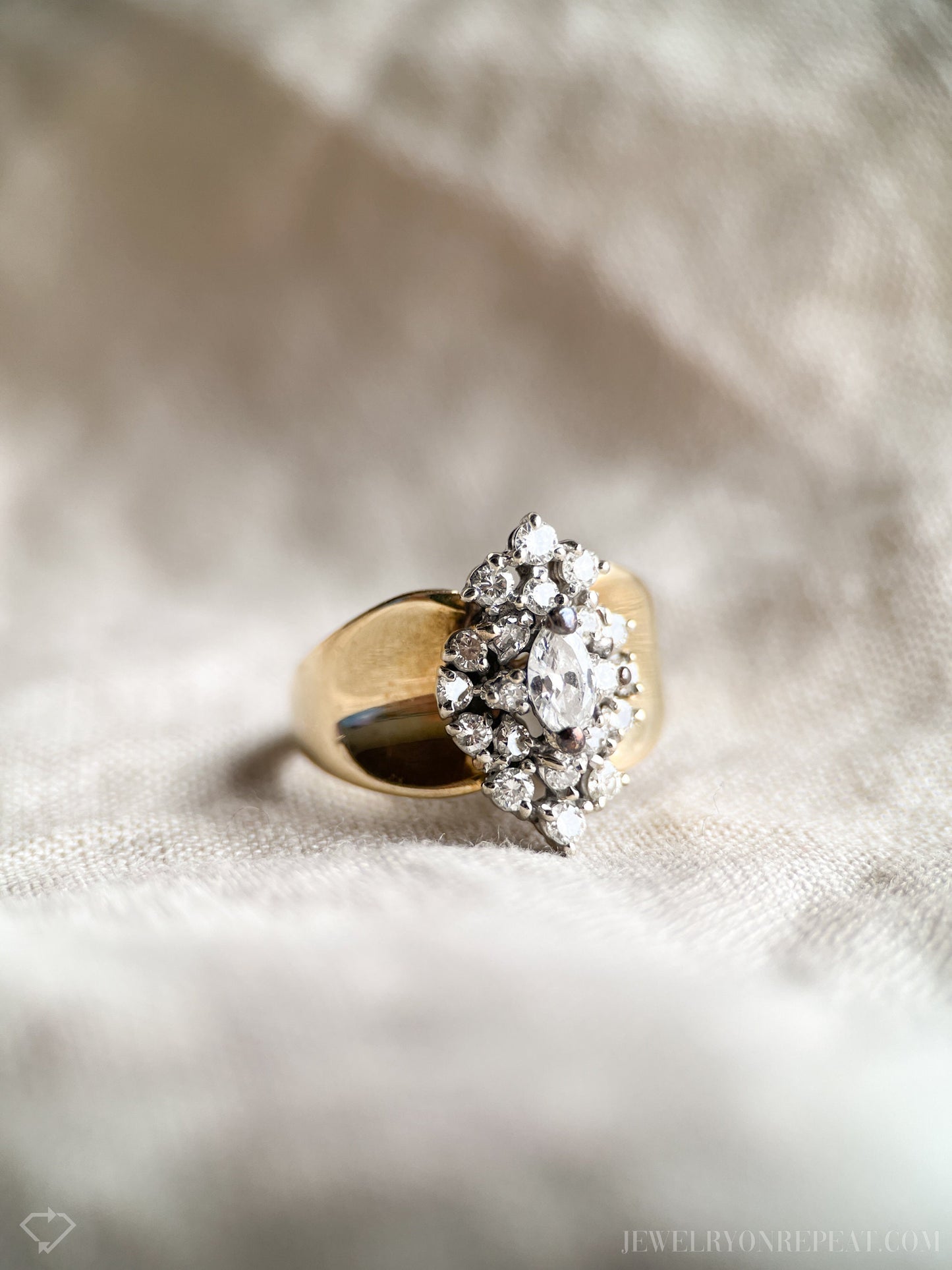 Vintage Diamond Cluster Engagement Ring in 14k Gold