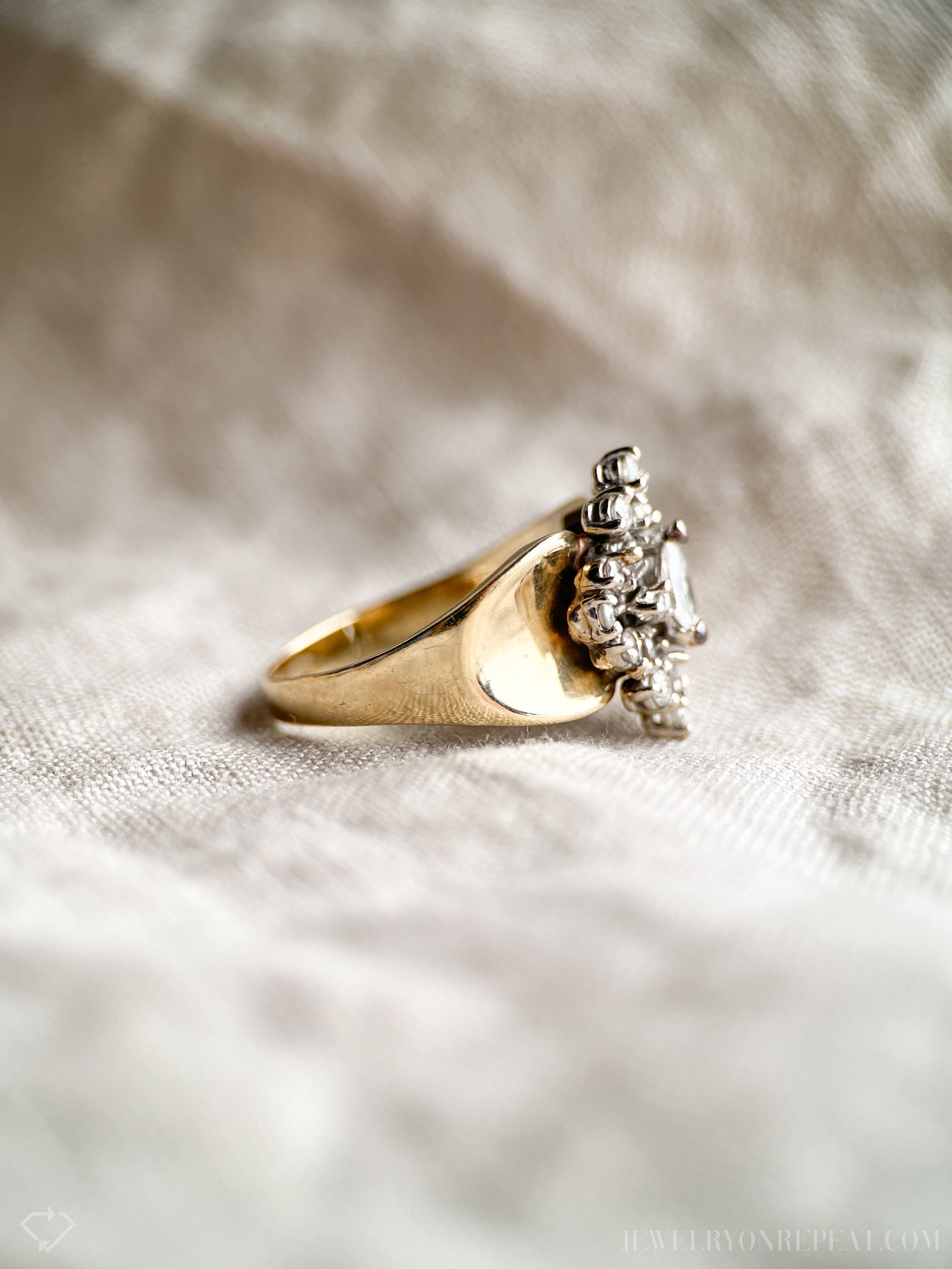 Vintage Diamond Cluster Engagement Ring in 14k Gold