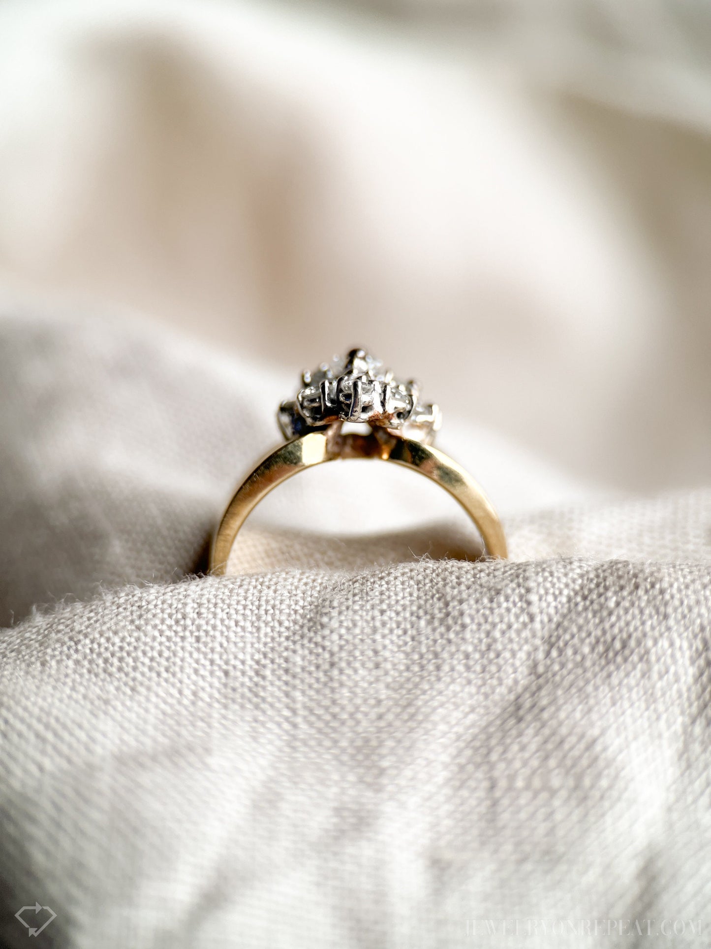 Vintage Diamond Cluster Engagement Ring in 14k Gold