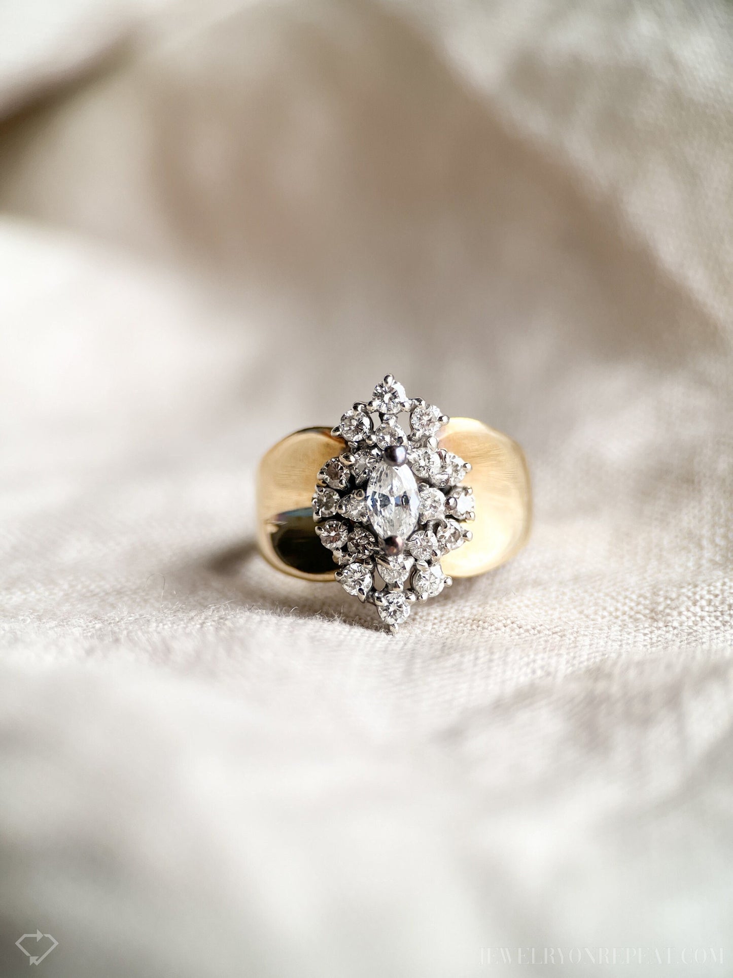 Vintage Diamond Cluster Engagement Ring in 14k Gold