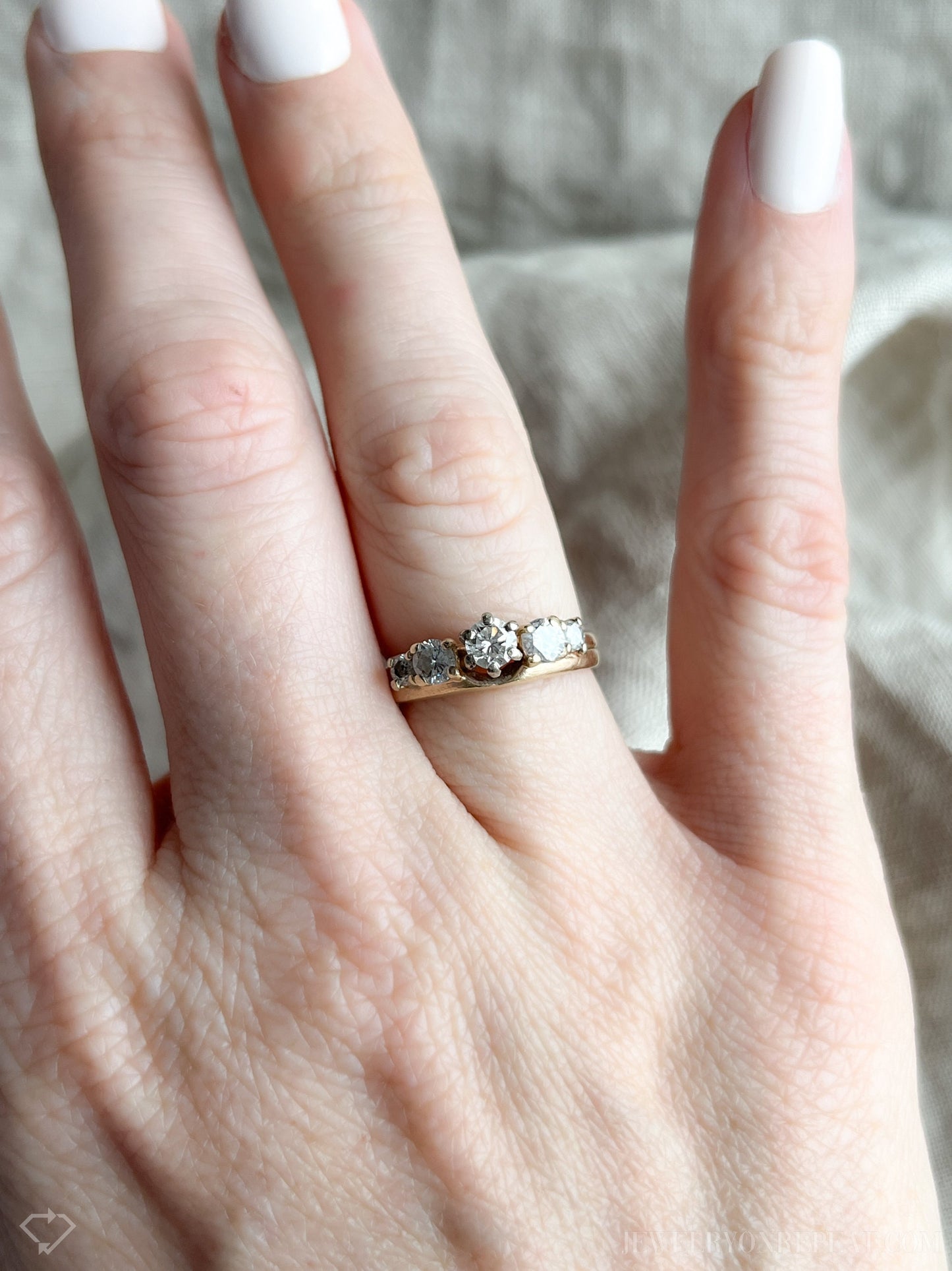 Vintage Diamond Wedding Set in 14k Gold