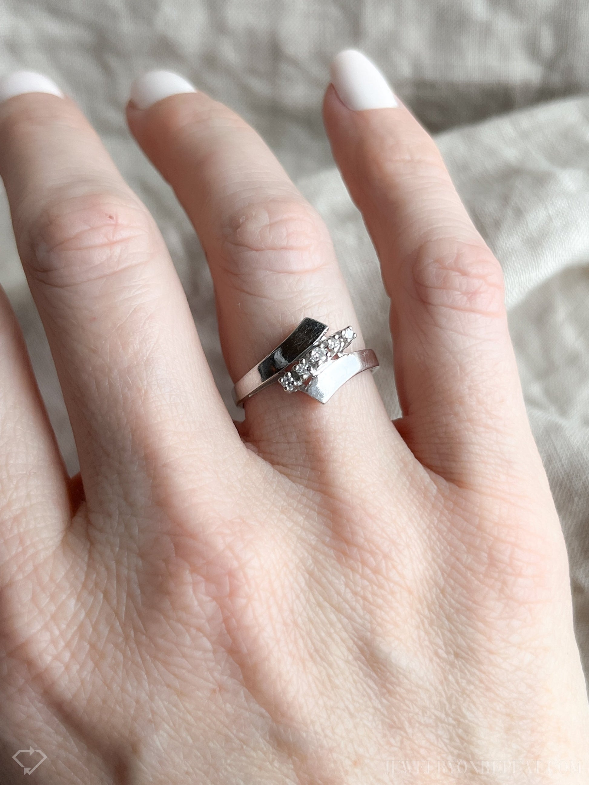 Vintage 1940s Diamond Ring in 14k White Gold