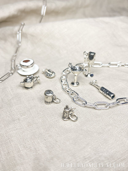 Sterling Silver Beer Stein Charm Pendant, Beer Themed Minimalist Jewelry, Gift for Her