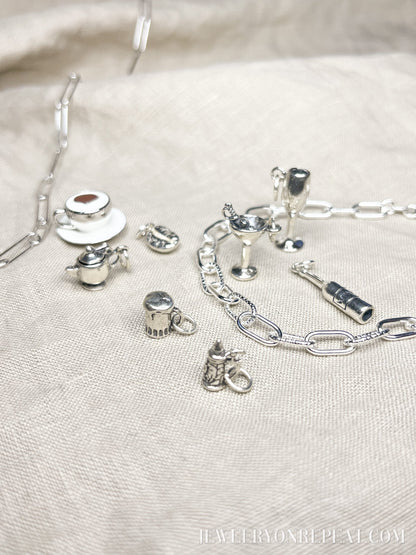 Sterling Silver Beer Mug Charm Pendant, Beer Themed Minimalist Jewelry, Gift for Her