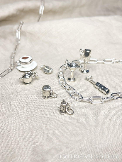 Sterling Silver Beer Stein Charm Pendant, Beer Themed Minimalist Jewelry, Gift for Her