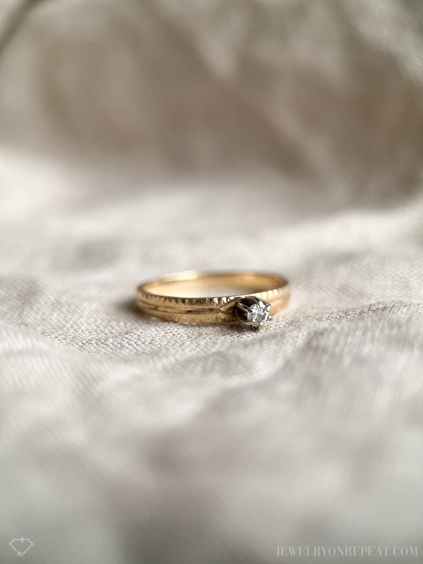 Vintage 1970s Diamond Solitaire Engagement Ring in 14k Gold