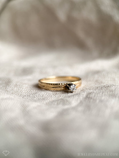 Vintage 1970s Diamond Solitaire Engagement Ring in 14k Gold