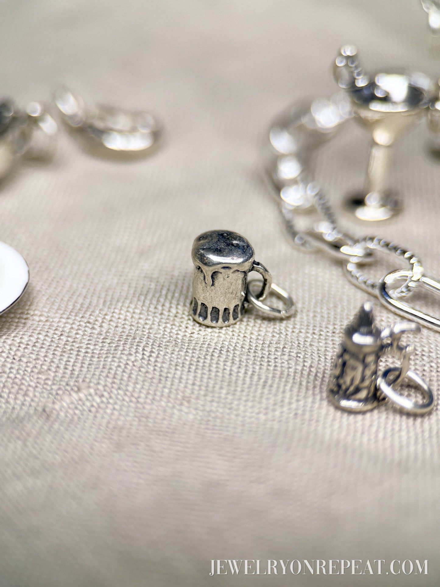 Sterling Silver Beer Mug Charm Pendant, Beer Themed Minimalist Jewelry, Gift for Her