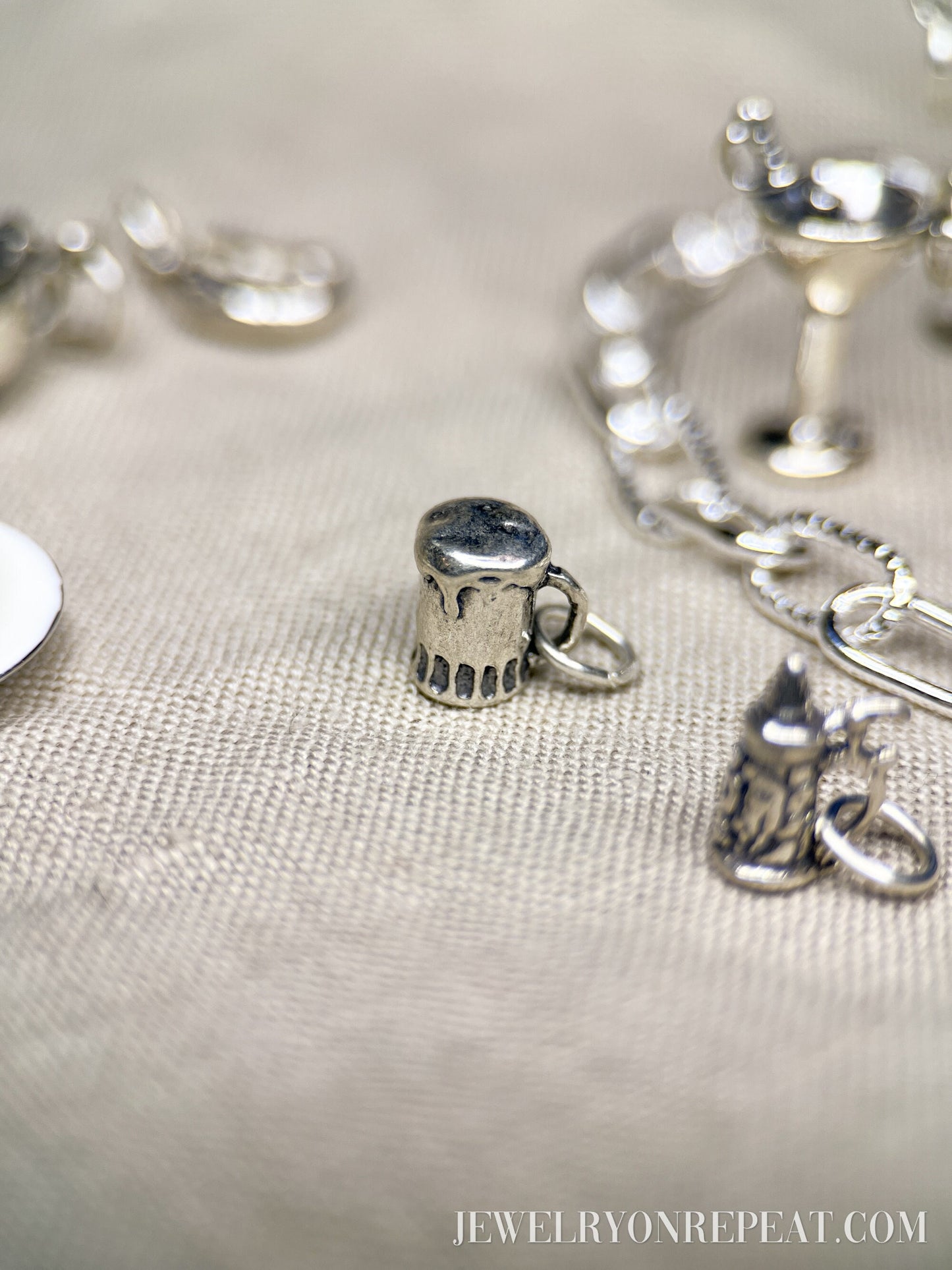 Sterling Silver Beer Mug Charm Pendant, Beer Themed Minimalist Jewelry, Gift for Her