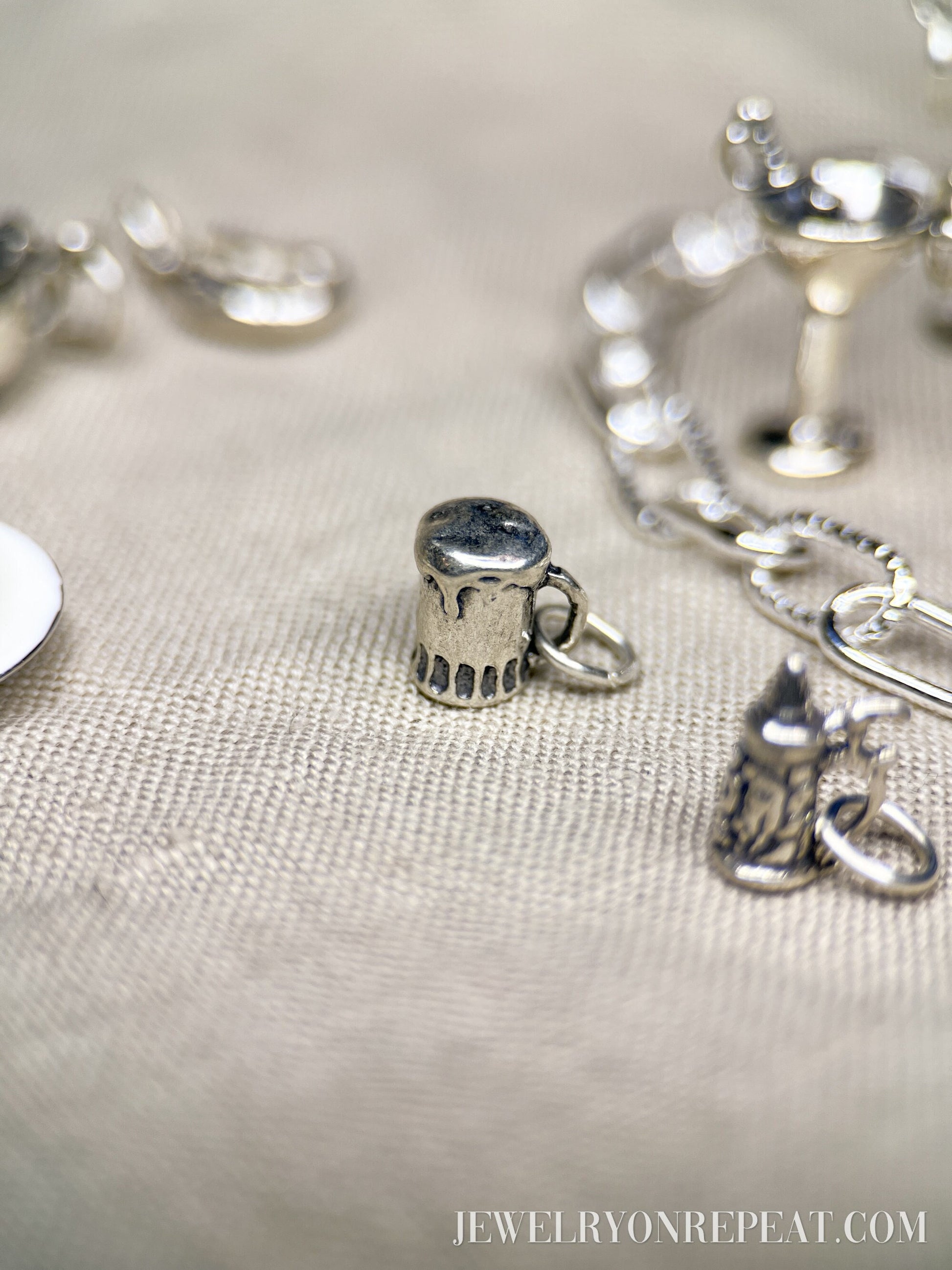 Sterling Silver Beer Mug Charm Pendant, Beer Themed Minimalist Jewelry, Gift for Her
