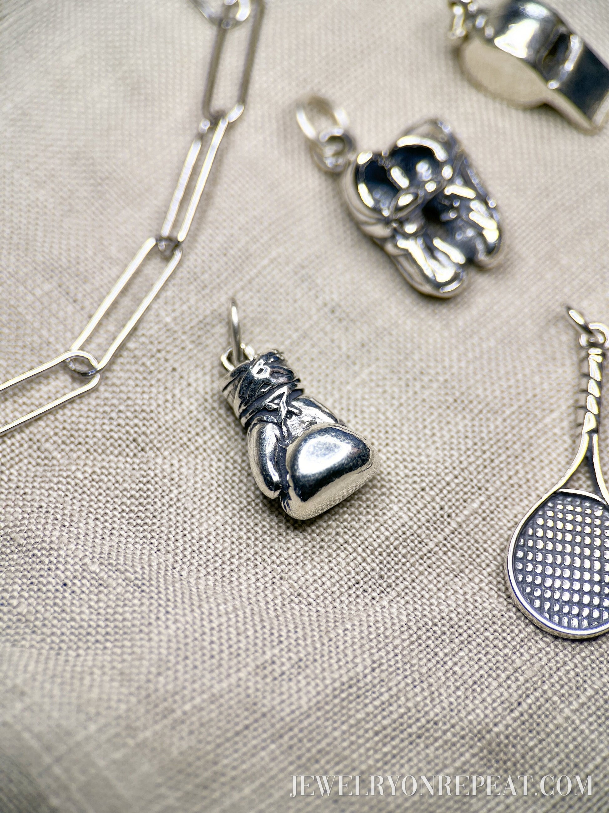 Sterling Silver Boxing Glove Charm Pendant, Sports Themed Minimalist Jewelry, Gift for Her
