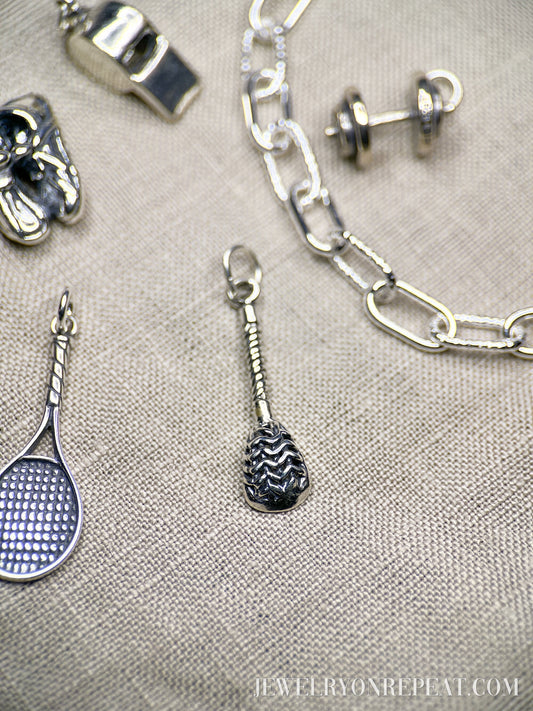 Sterling Silver Lacrosse Charm Pendant, Sports Themed Minimalist Jewelry, Gift for Her