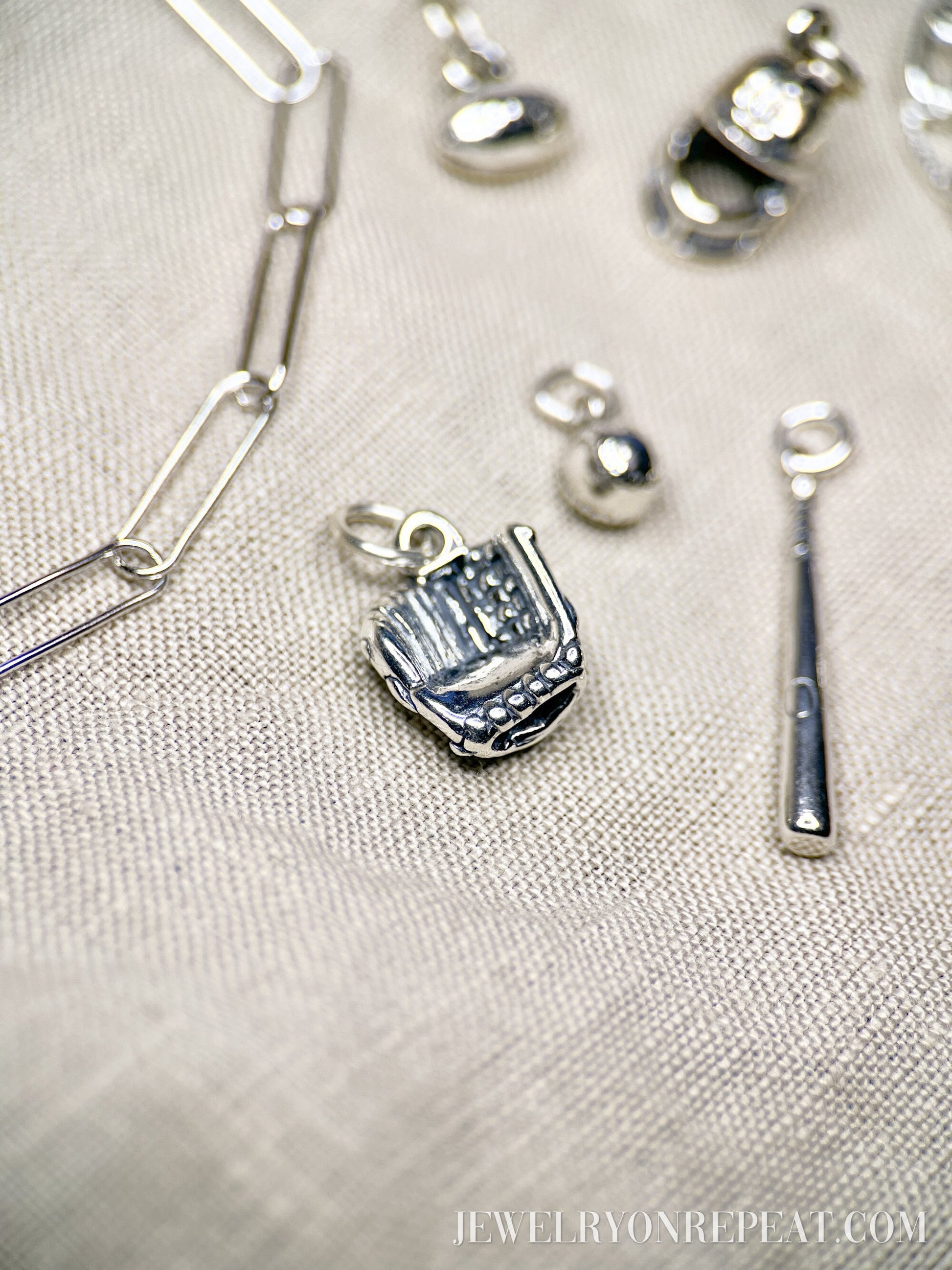 Sterling Silver Baseball Glove Charm Pendant, Sports Themed Minimalist Jewelry, Gift for Her
