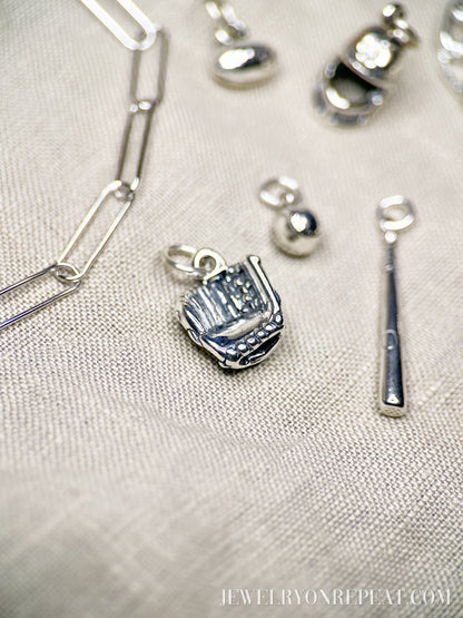 Sterling Silver Baseball Glove Charm Pendant, Sports Themed Minimalist Jewelry, Gift for Her