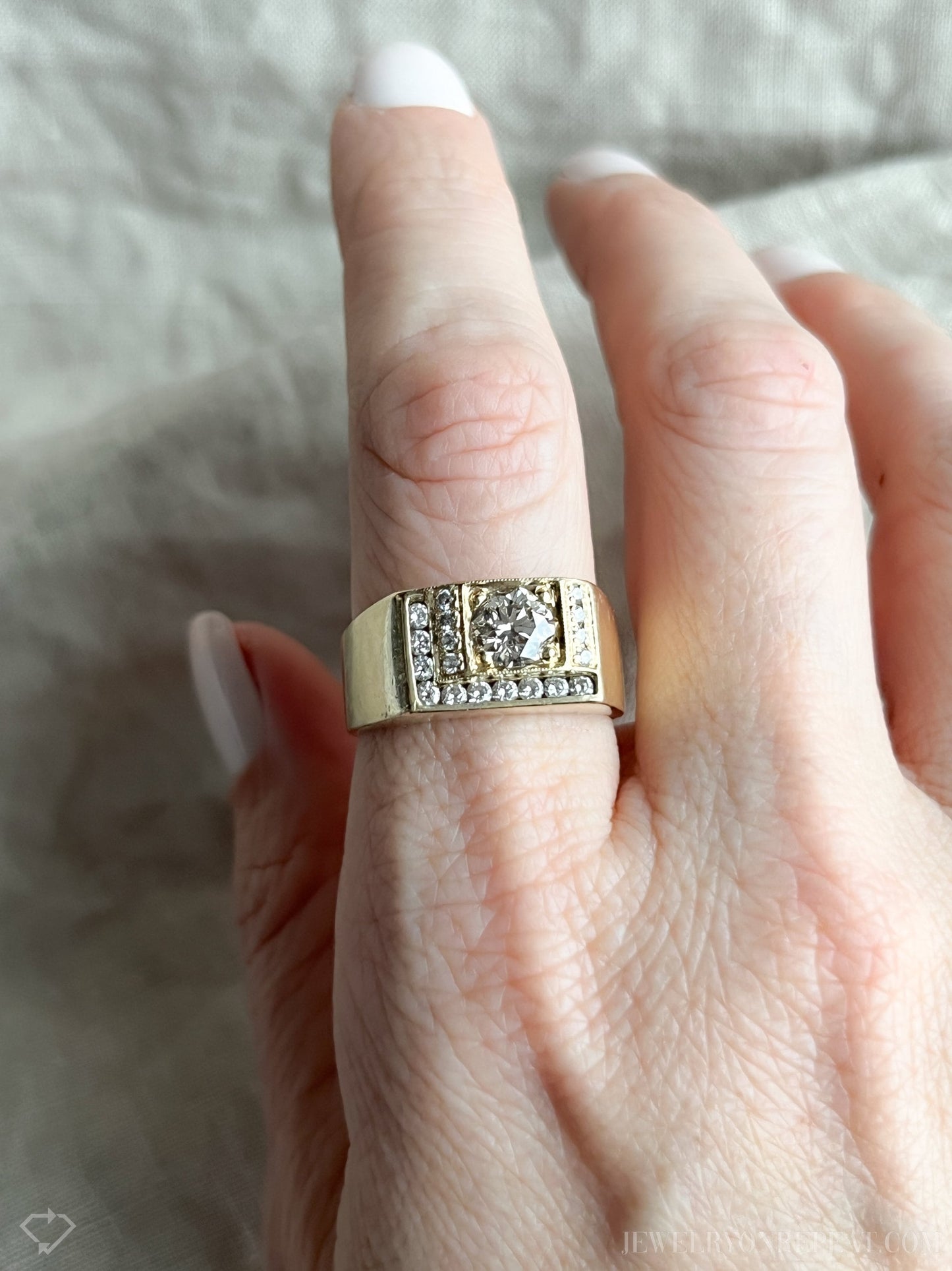 Vintage Mens Diamond Ring in 14k Gold