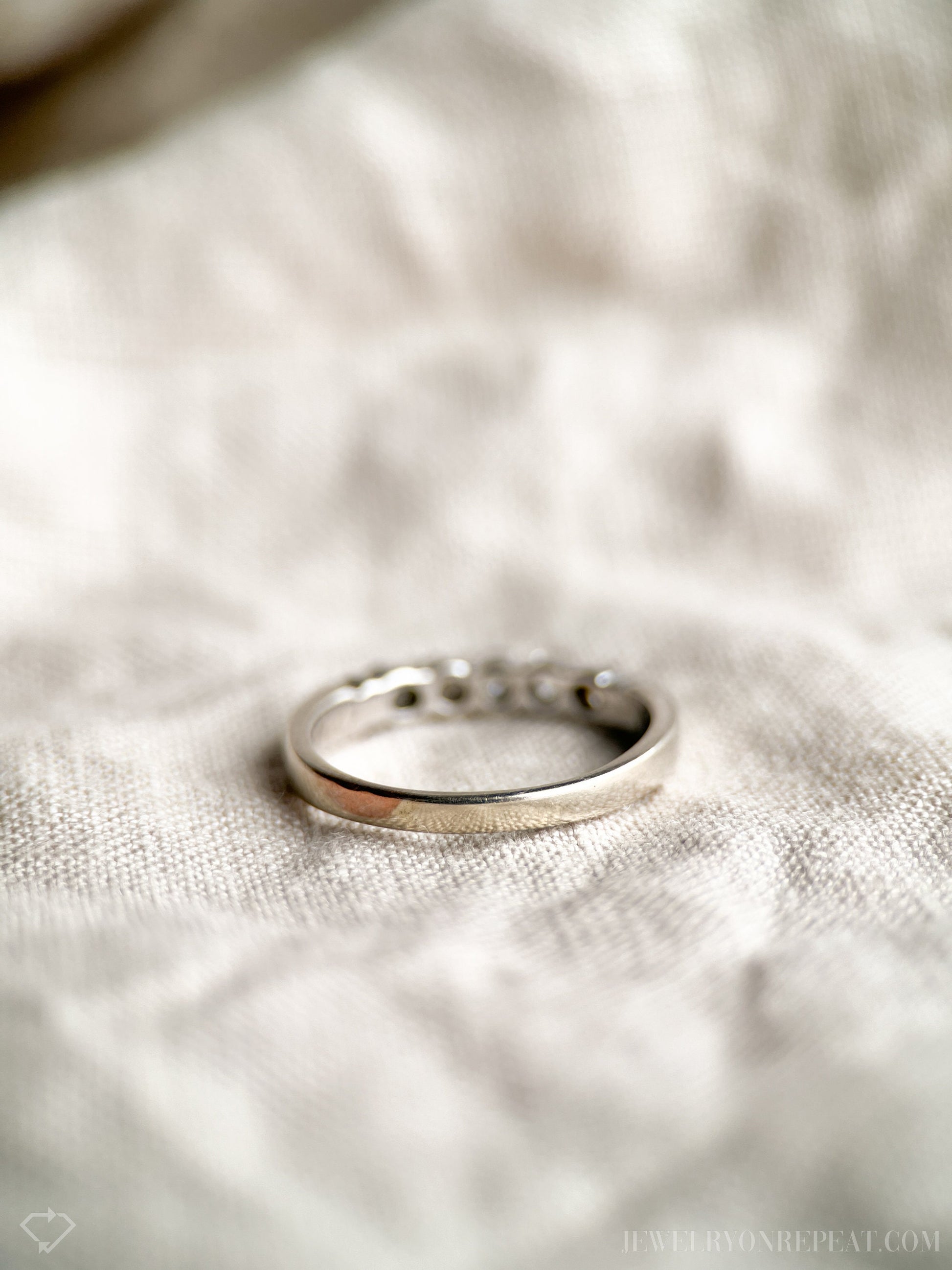 Vintage 1990s Diamond Wedding Band in 14k White Gold