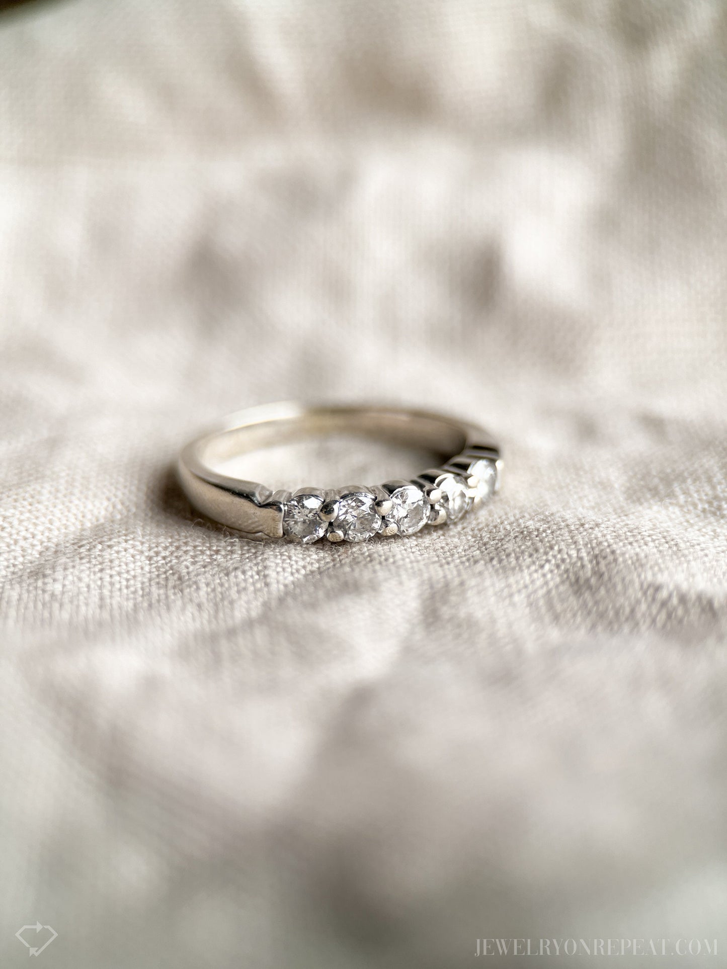 Vintage 1990s Diamond Wedding Band in 14k White Gold