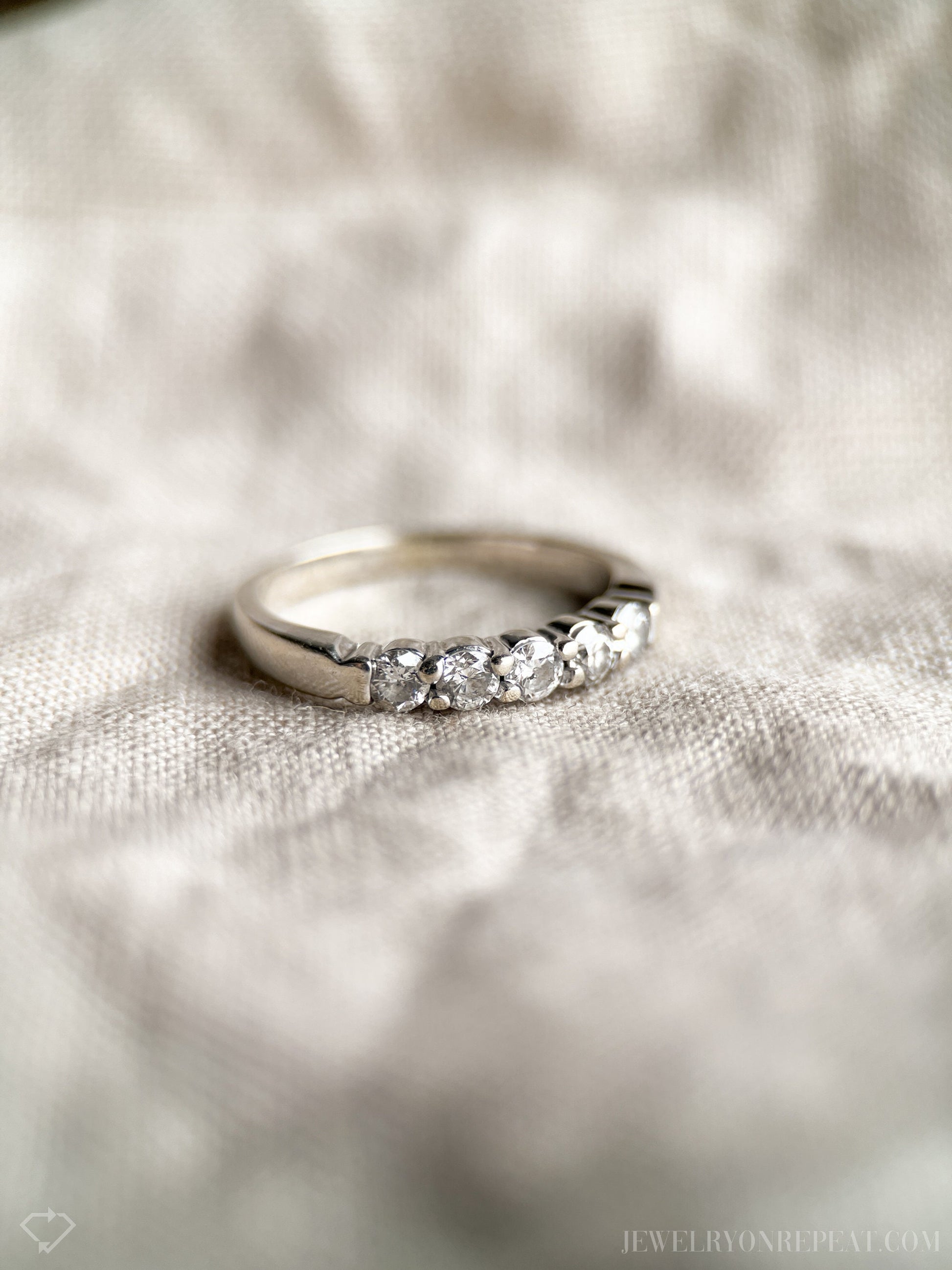 Vintage 1990s Diamond Wedding Band in 14k White Gold