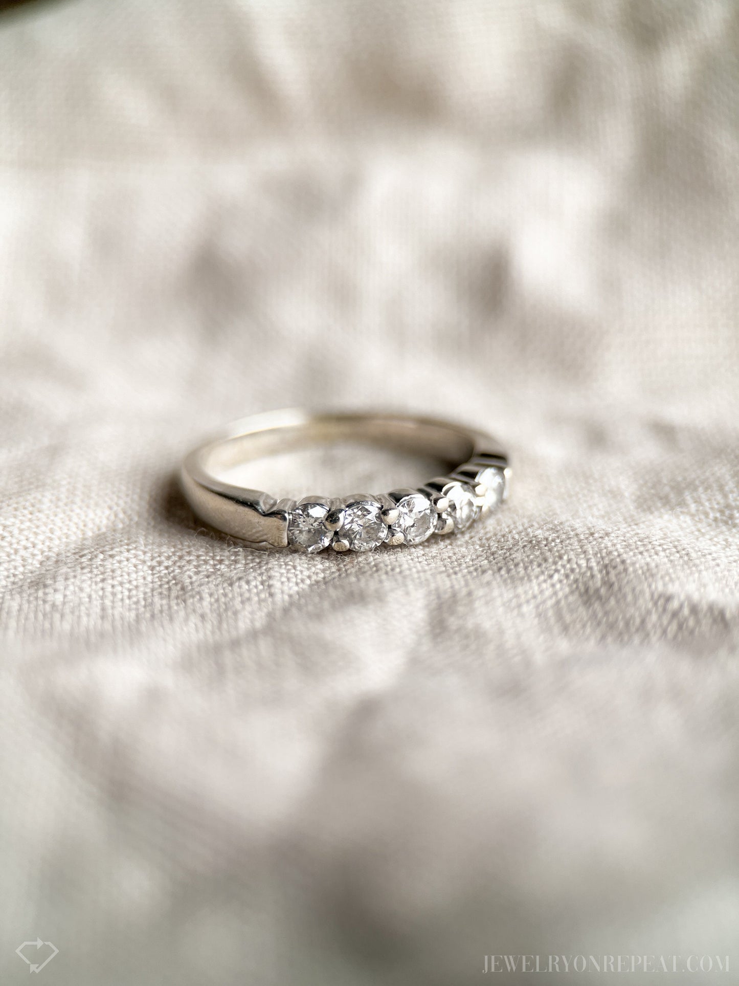 Vintage Diamond Wedding Band in 14k White Gold