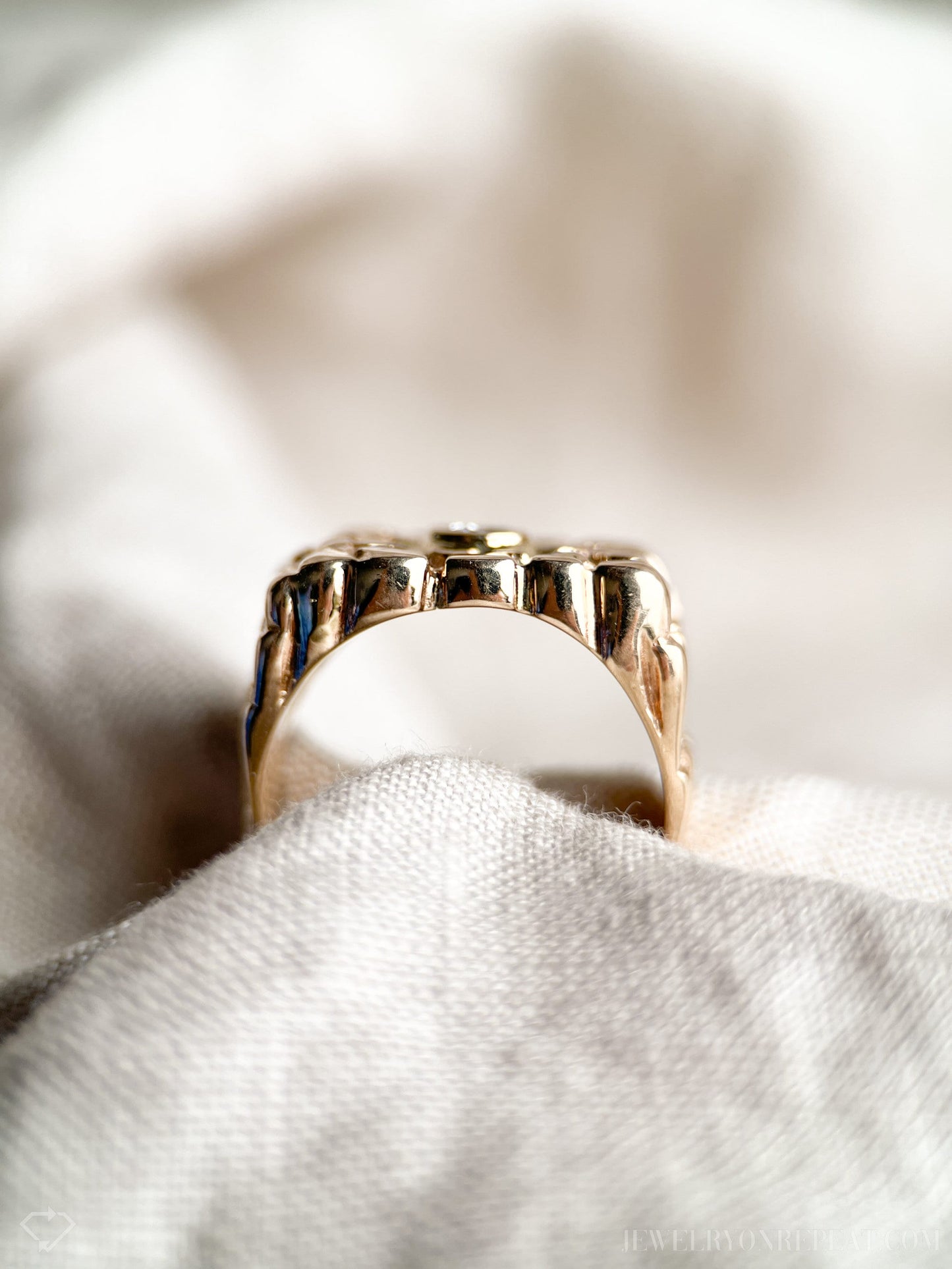 Vintage 1970s Diamond Nugget Style Statement Ring, 14k Gold