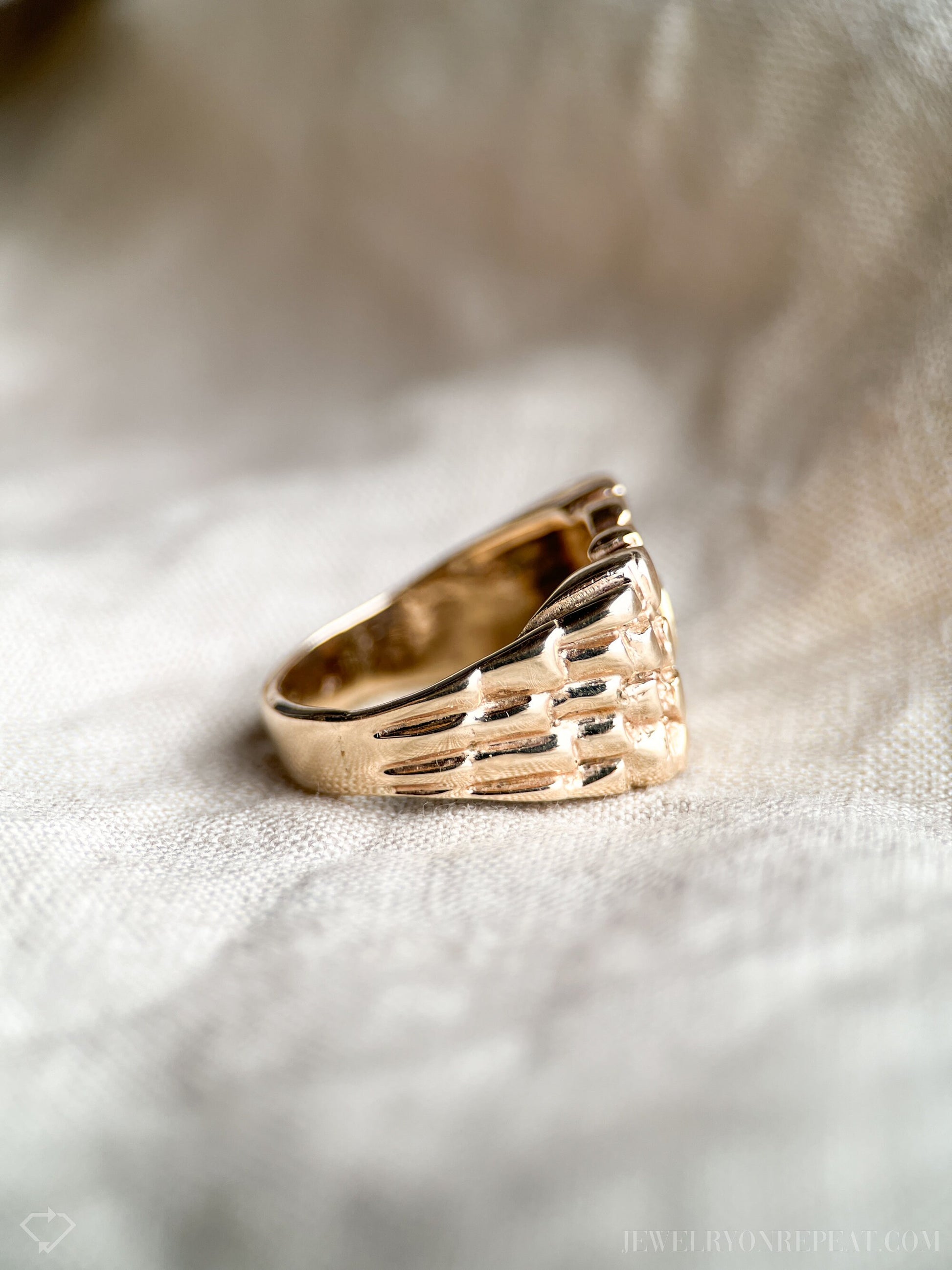Vintage 1970s Diamond Nugget Style Statement Ring, 14k Gold