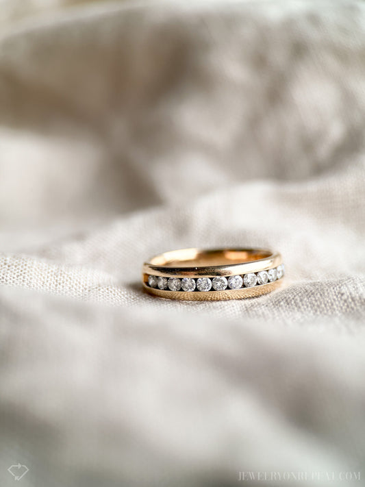 Vintage Diamond Channel Set Wedding Band in 14k Gold