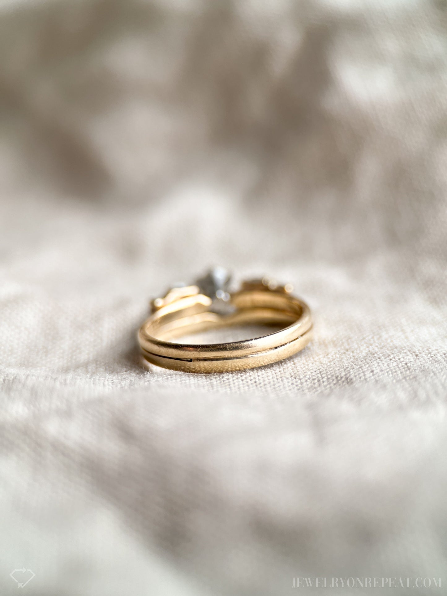 Vintage Diamond Wedding Set in 14k Gold