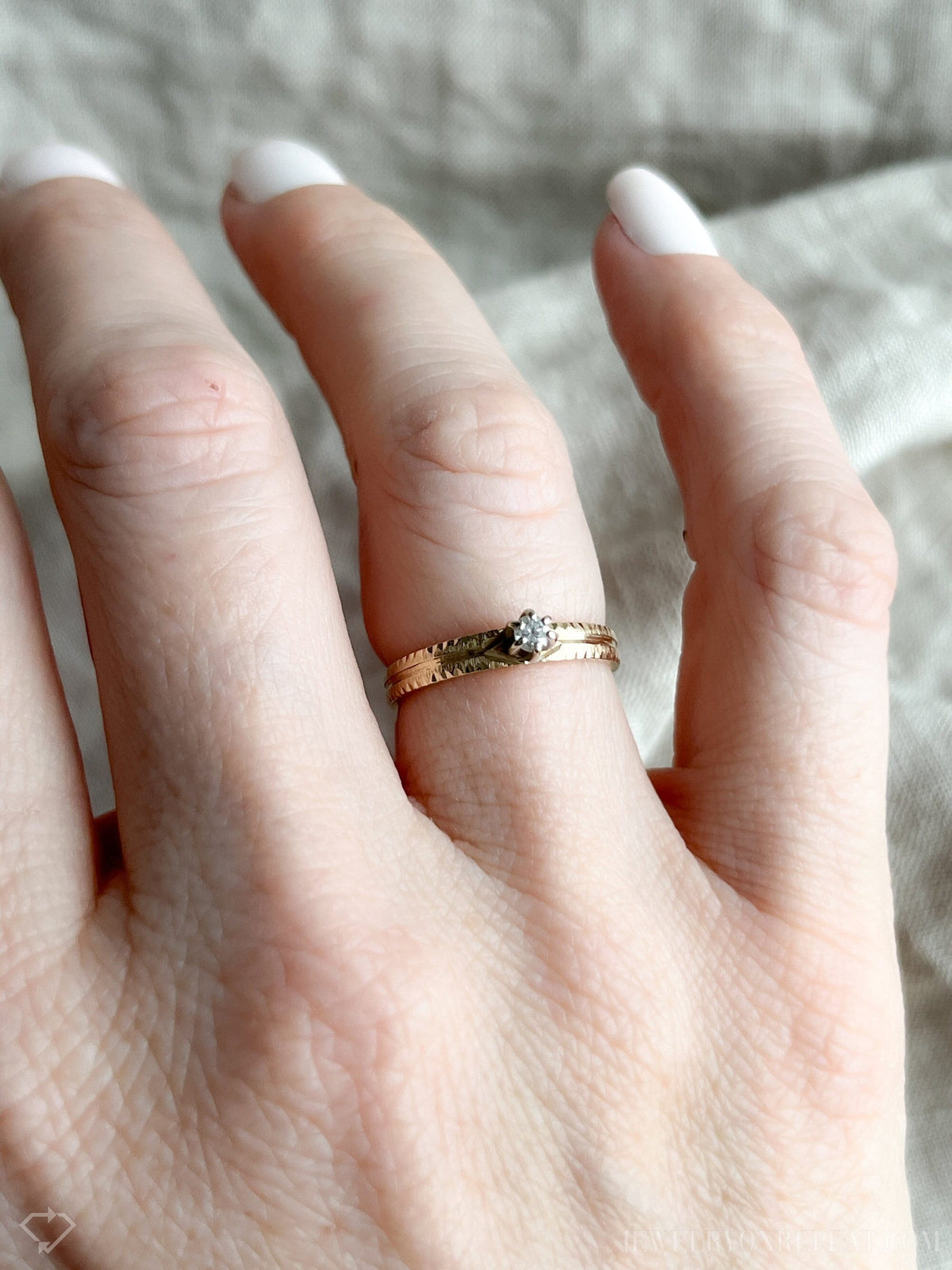 Vintage 1970s Diamond Solitaire Engagement Ring in 14k Gold