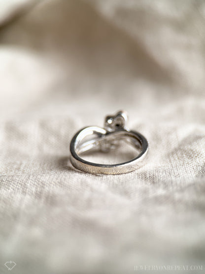 Vintage Diamond Heart Infinity Promise Ring, 10k White and Rose Gold Two Tone