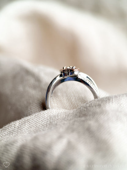 Vintage Diamond Heart Infinity Promise Ring, 10k White and Rose Gold Two Tone