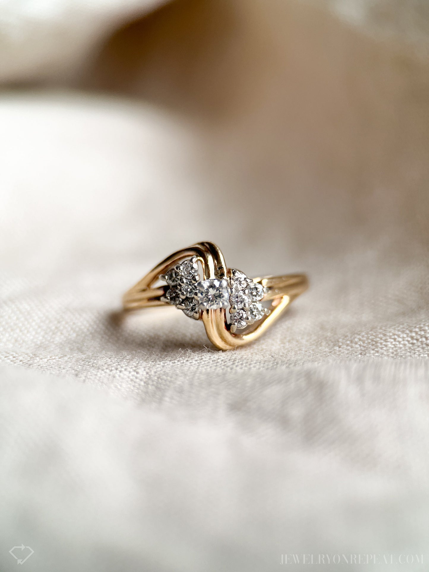 Vintage Diamond Cluster Engagement Ring in 14k Gold