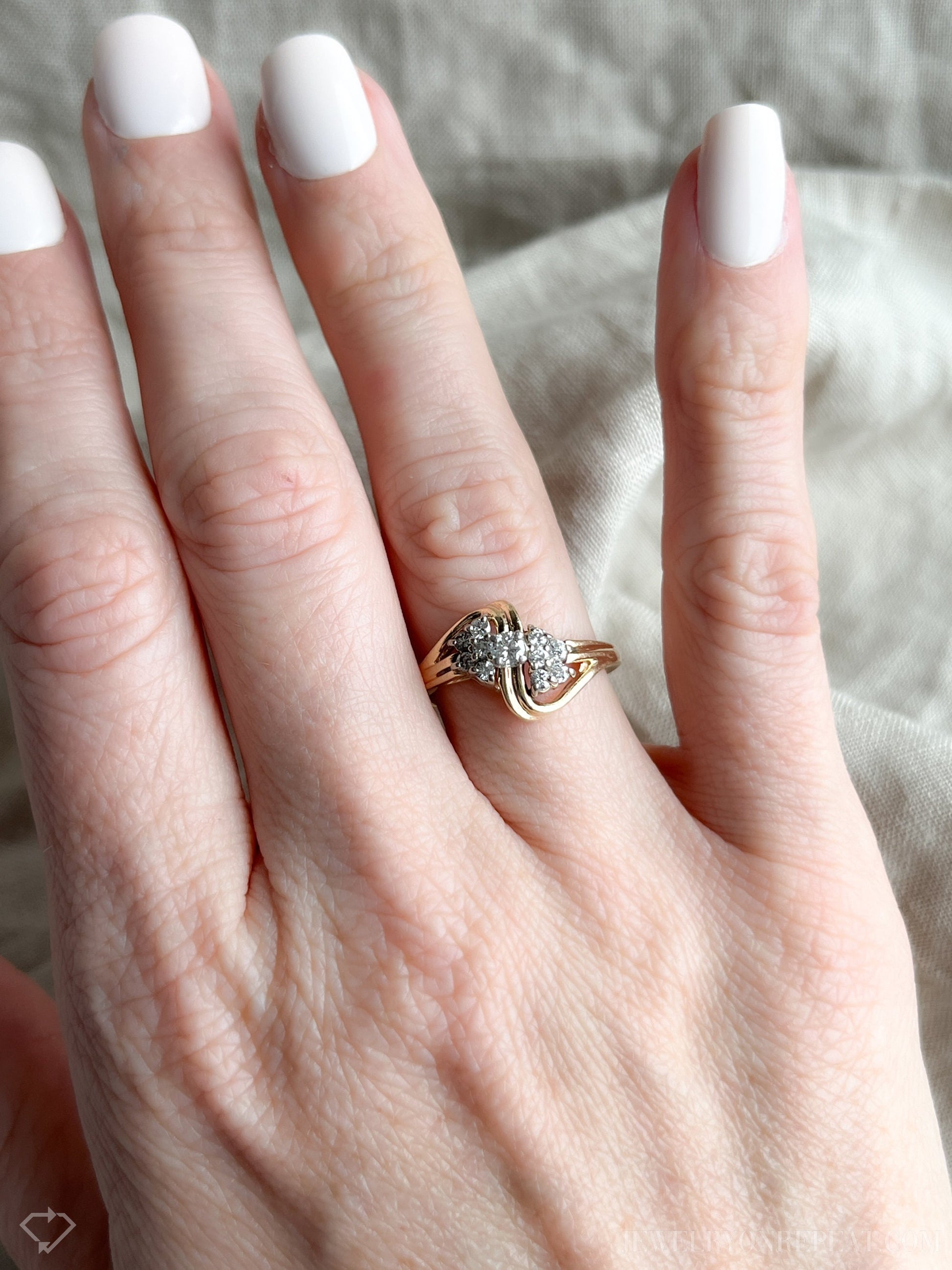 Vintage Diamond Cluster Engagement Ring in 14k Gold