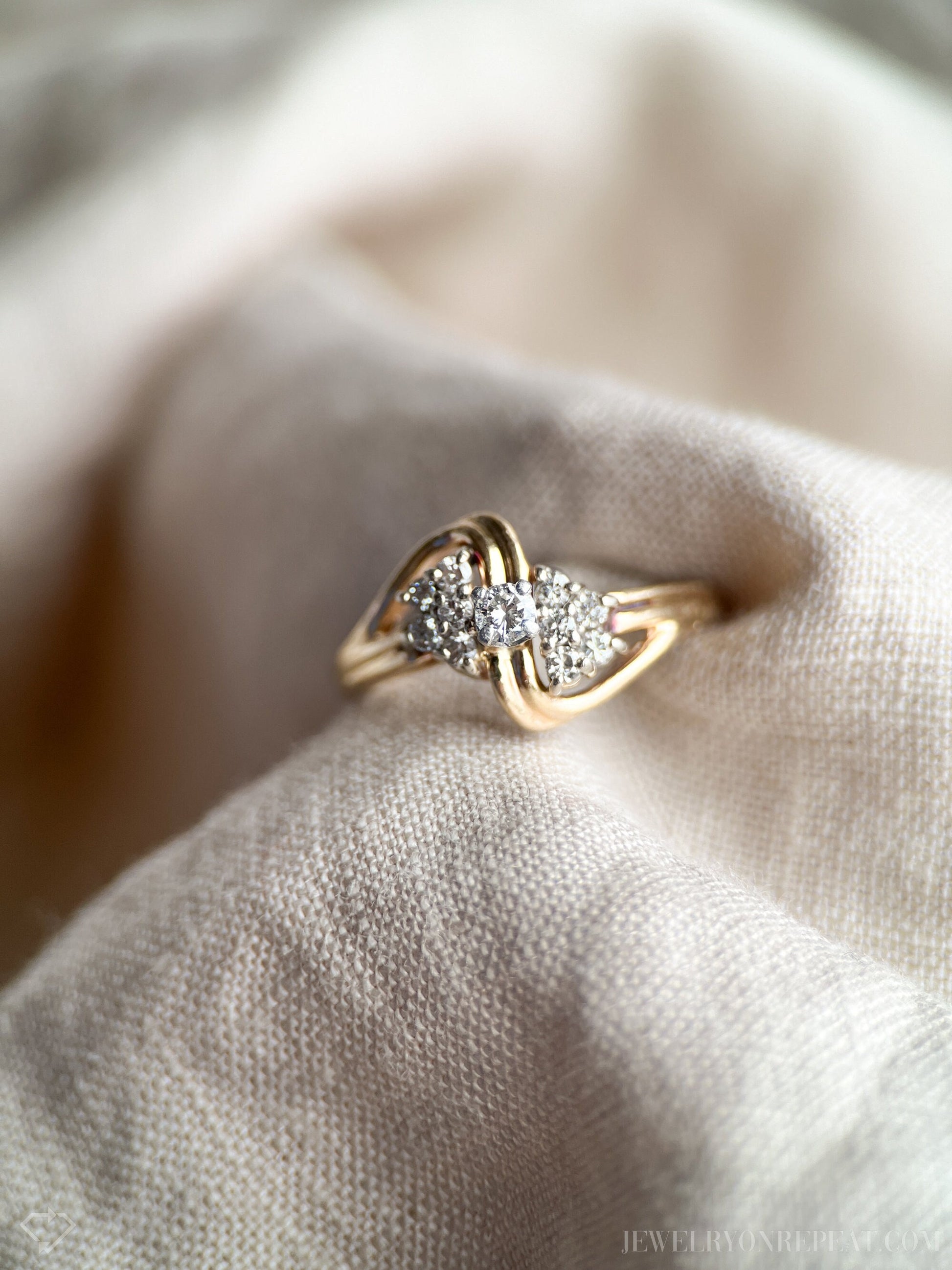 Vintage Diamond Cluster Engagement Ring in 14k Gold