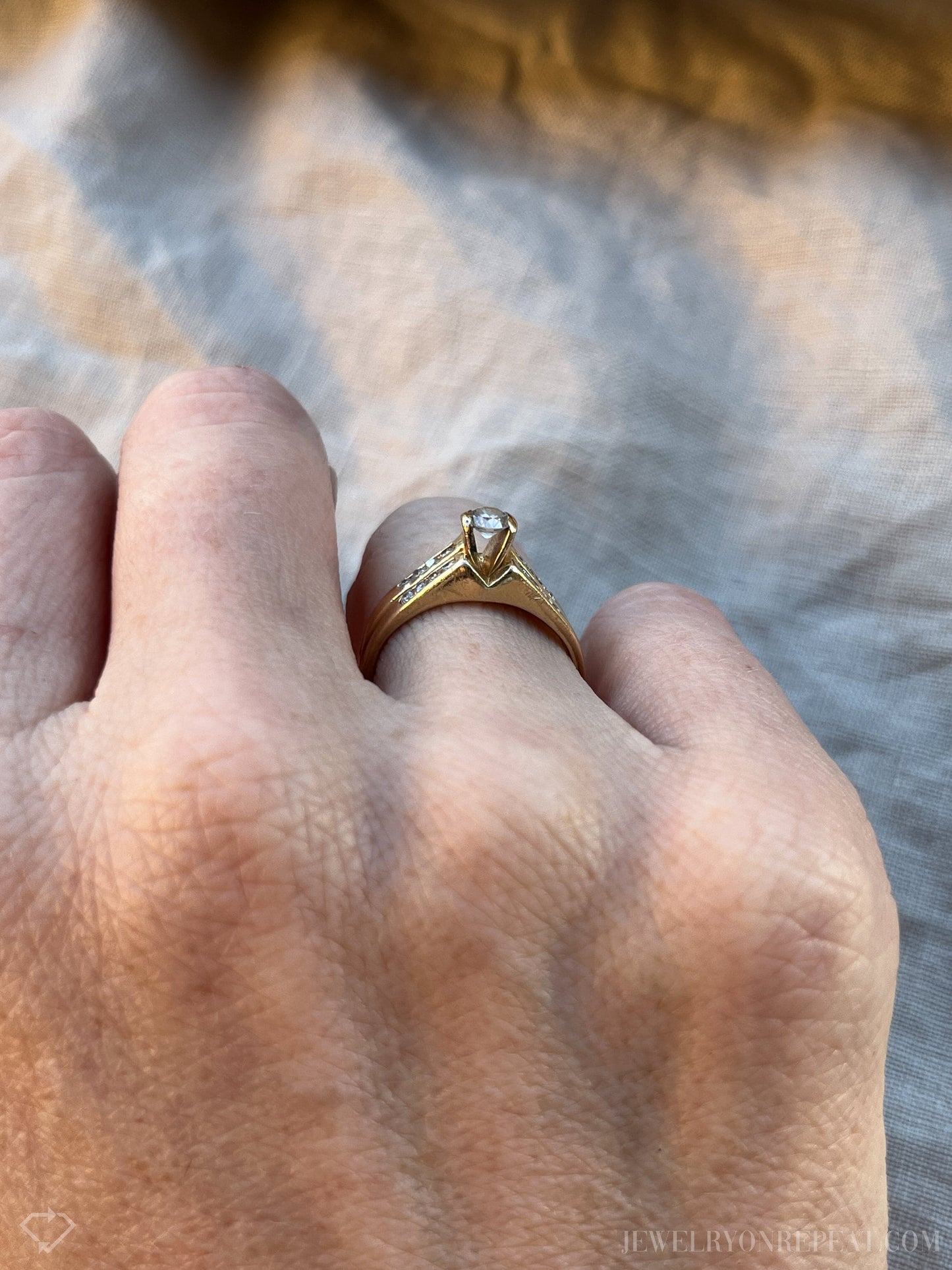 Vintage Diamond Engagement Ring and Wedding Band Set in 14k Gold