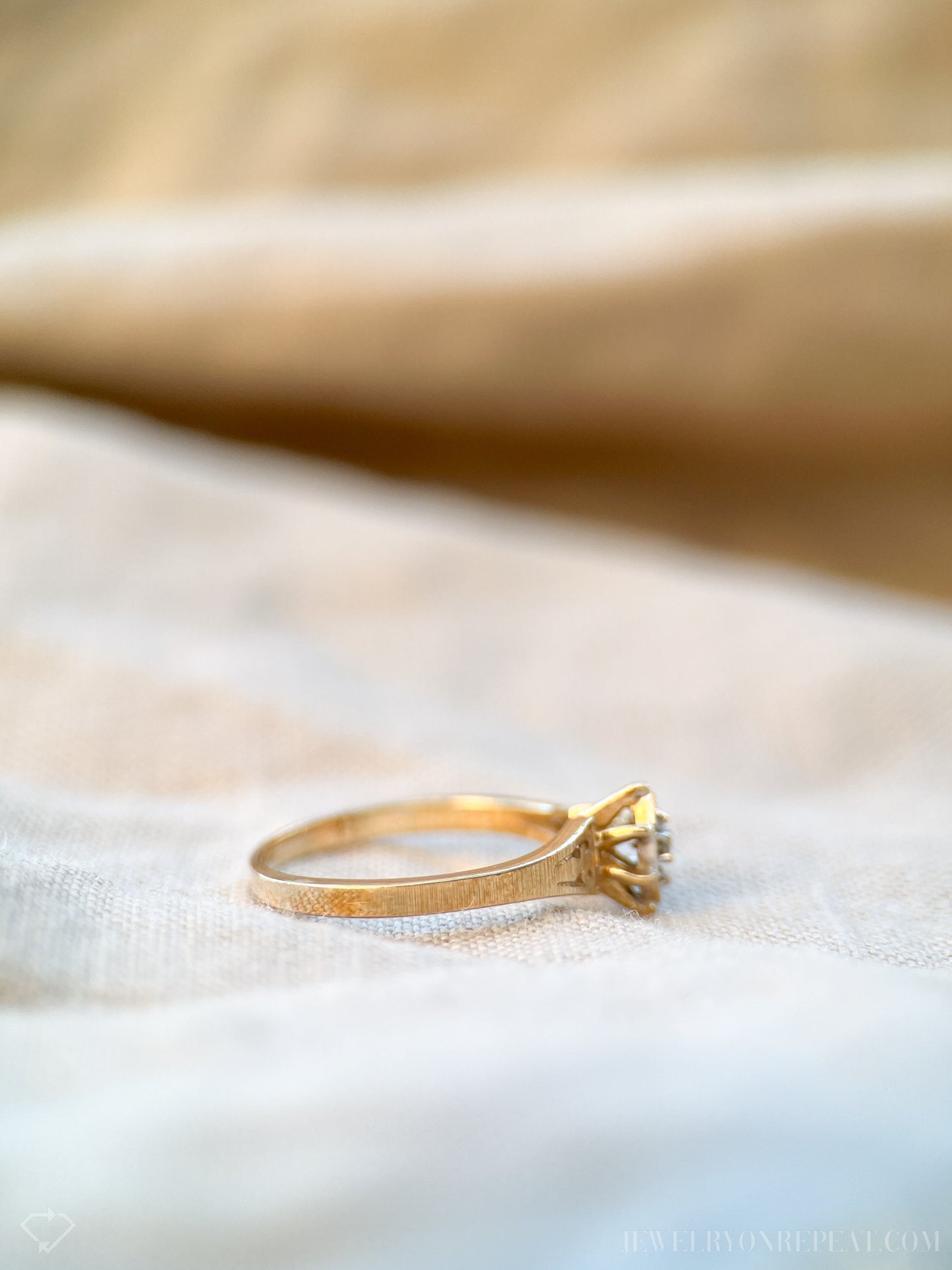 Vintage Marquise Diamond Solitaire Engagement Ring in 14k Gold