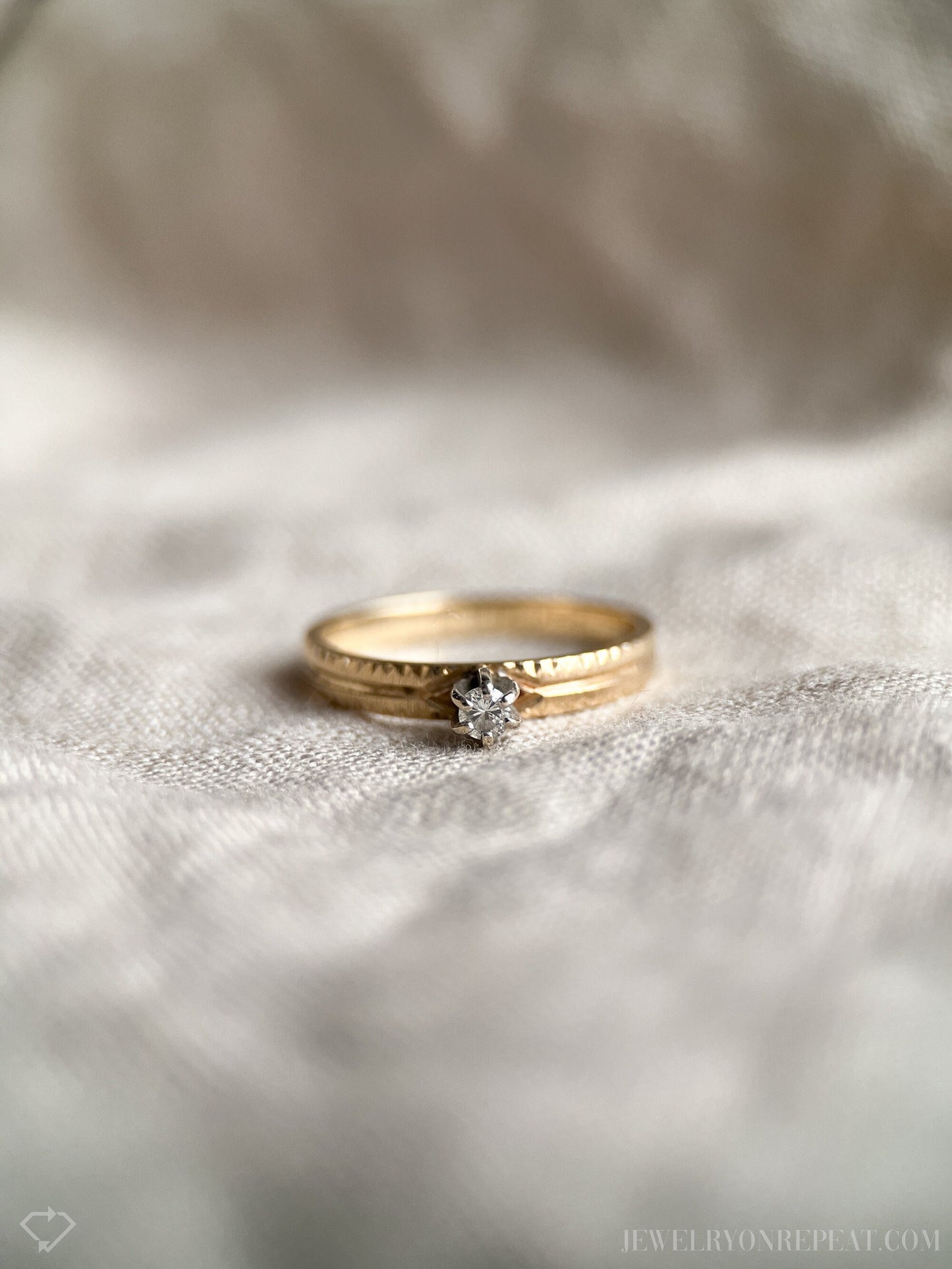 Vintage 1970s Diamond Solitaire Engagement Ring in 14k Gold
