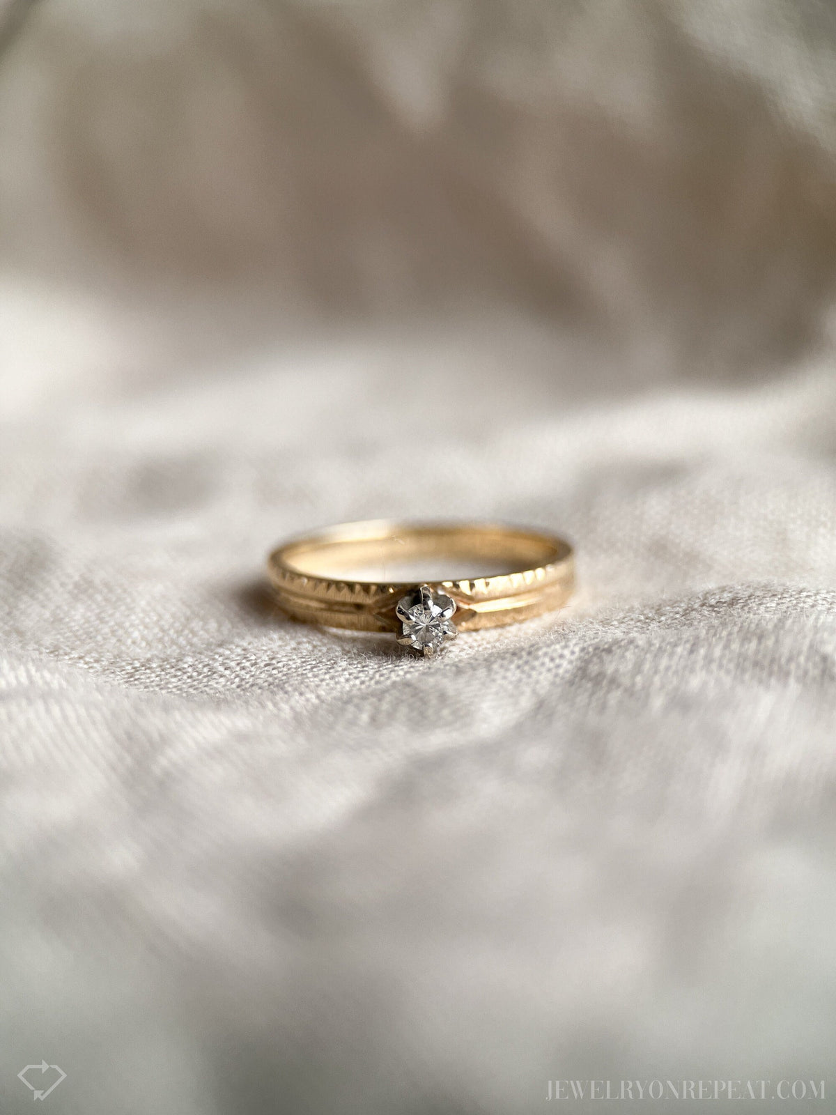 Vintage 1970s Diamond Solitaire Engagement Ring in 14k Gold