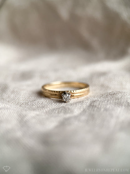 Vintage 1970s Diamond Solitaire Engagement Ring in 14k Gold
