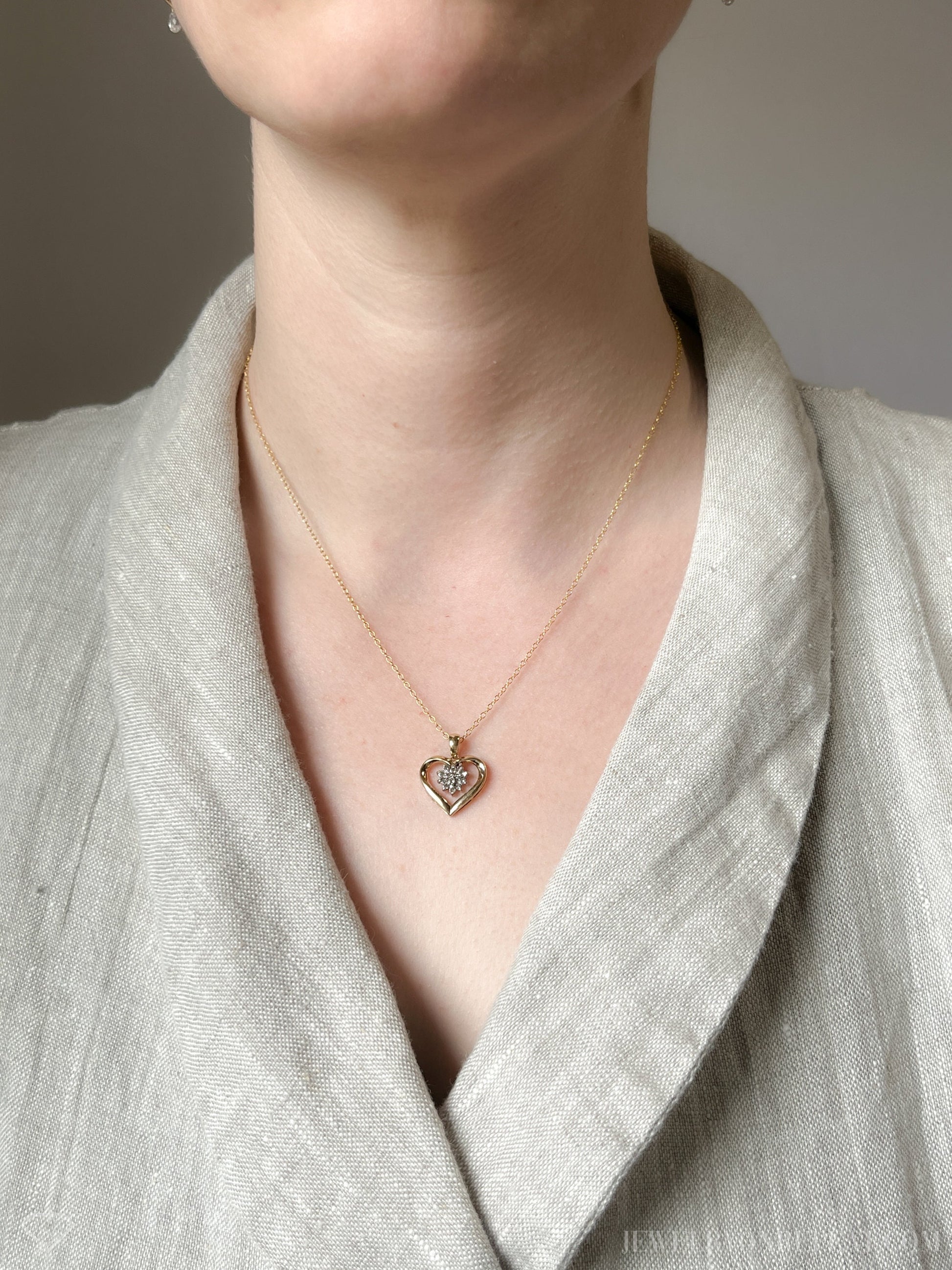 Vintage 1970s Diamond Heart Pendant in 10k Gold