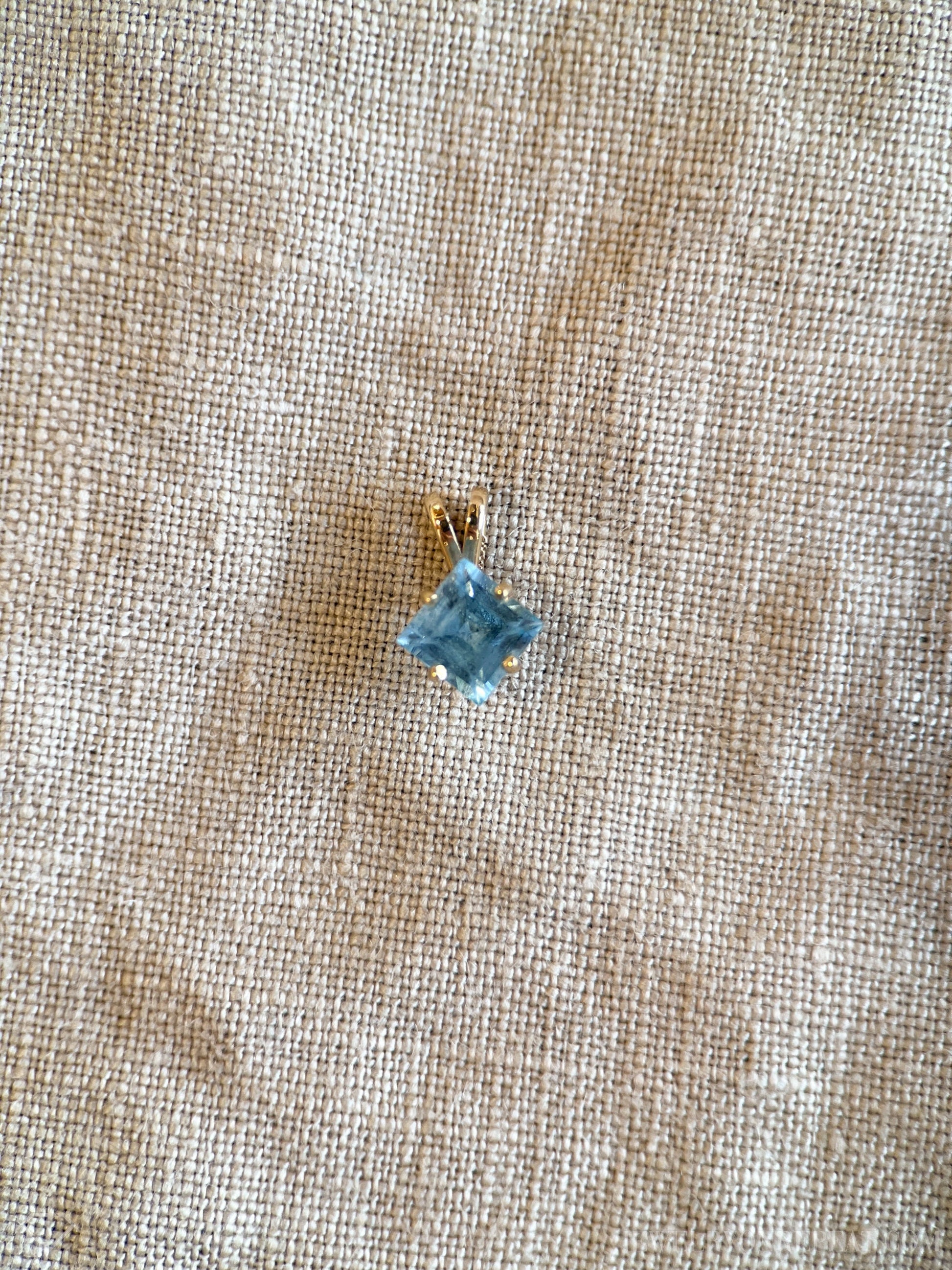 Vintage 1990s Blue Topaz Gemstone Pendant in 14k Gold