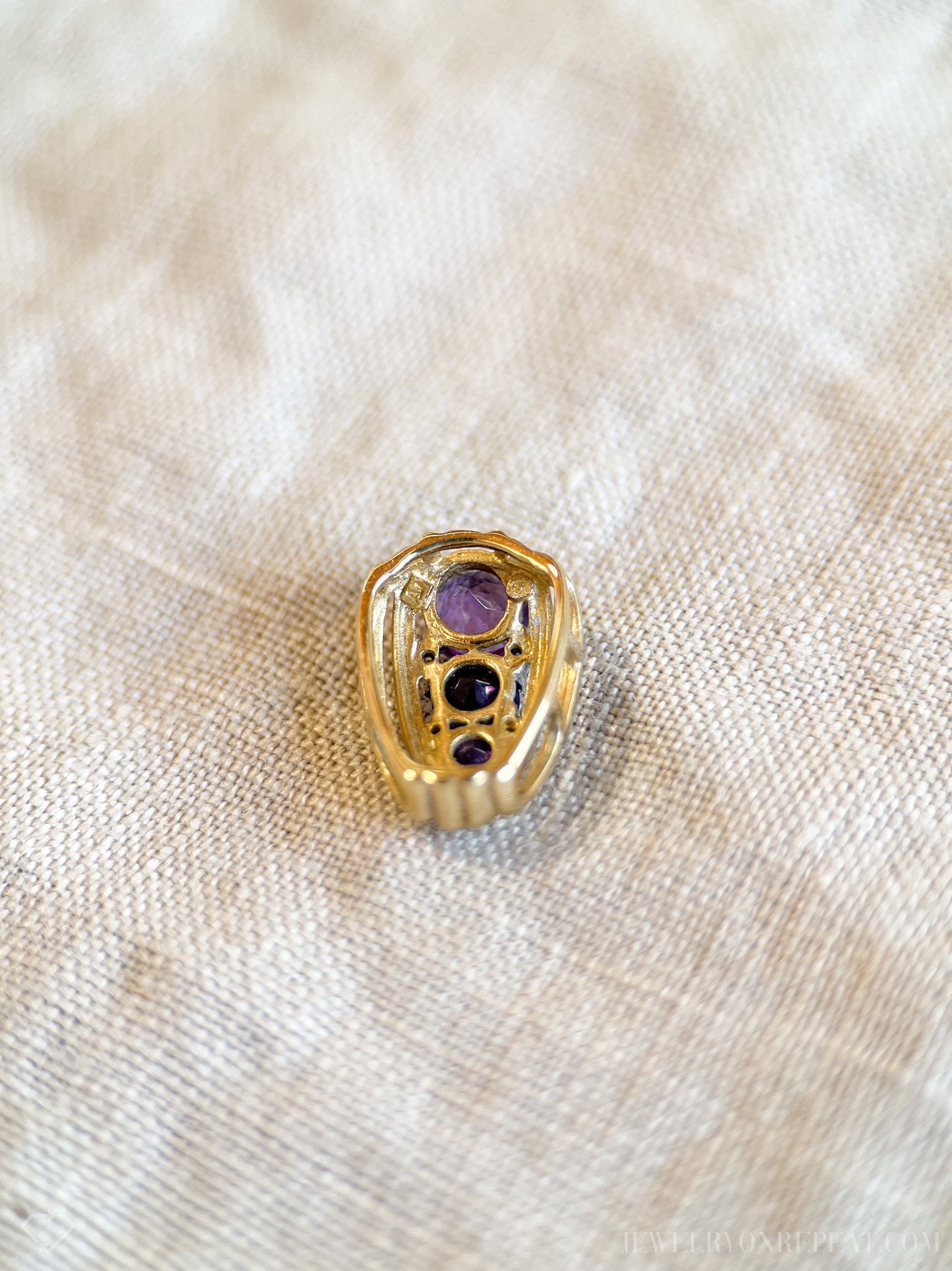 Vintage 1980s Amethyst Gemstone Pendant in 14k Gold