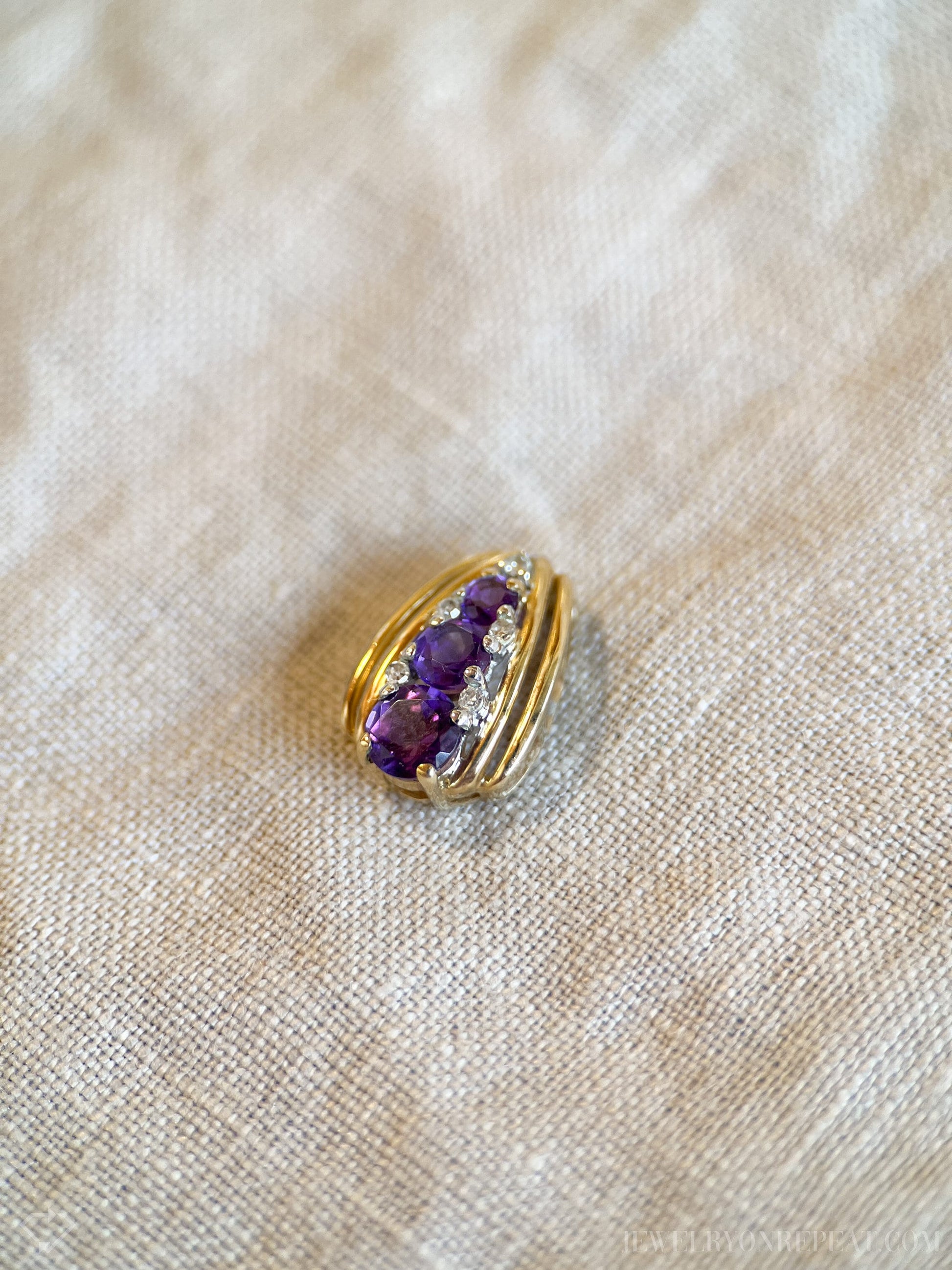 Vintage 1980s Amethyst Gemstone Pendant in 14k Gold