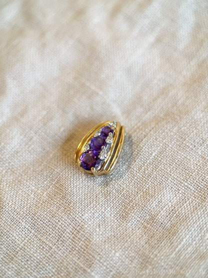 Vintage 1980s Amethyst Gemstone Pendant in 14k Gold