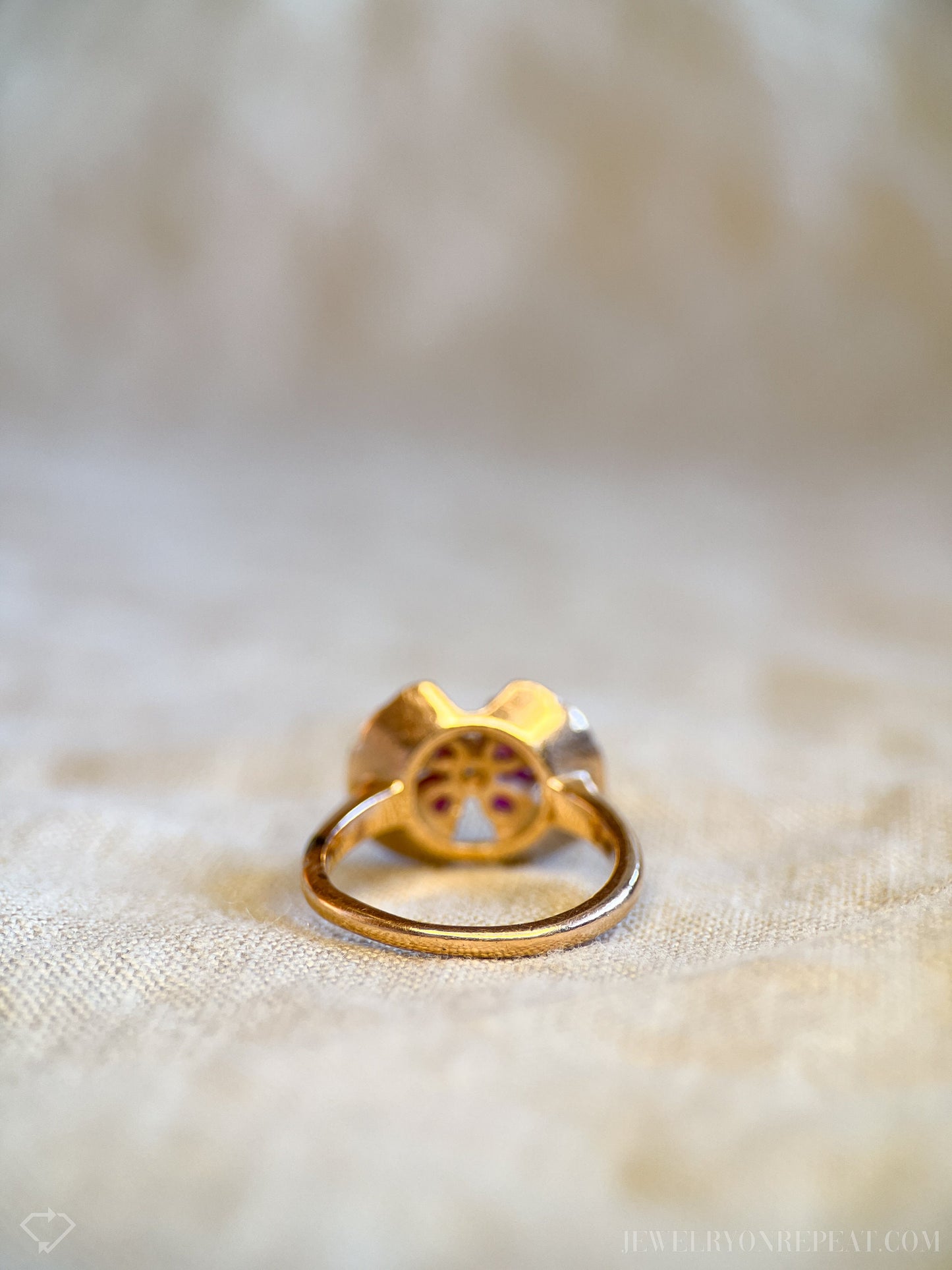 Vintage 1930s Art Deco Ruby Gemstone Ring, 14k Rose Gold